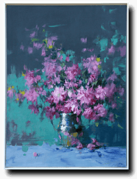 Cherry Blossoms and Silver Vase by Ning Lee at LePrince Galleries