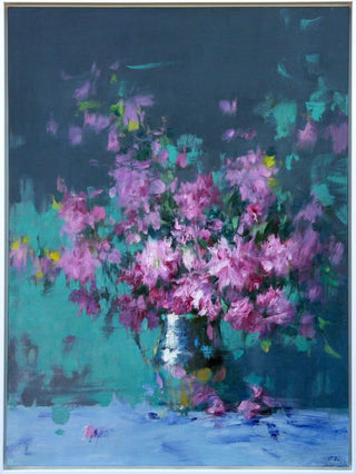 Cherry Blossoms and Silver Vase by Ning Lee at LePrince Galleries