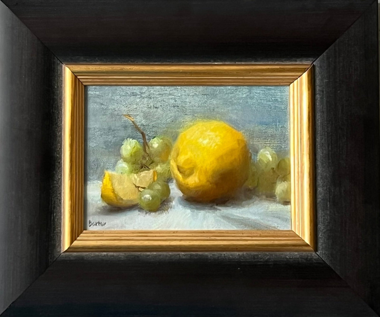Lemons with Green Grapes and Cloth by Stacy Barter at LePrince Galleries
