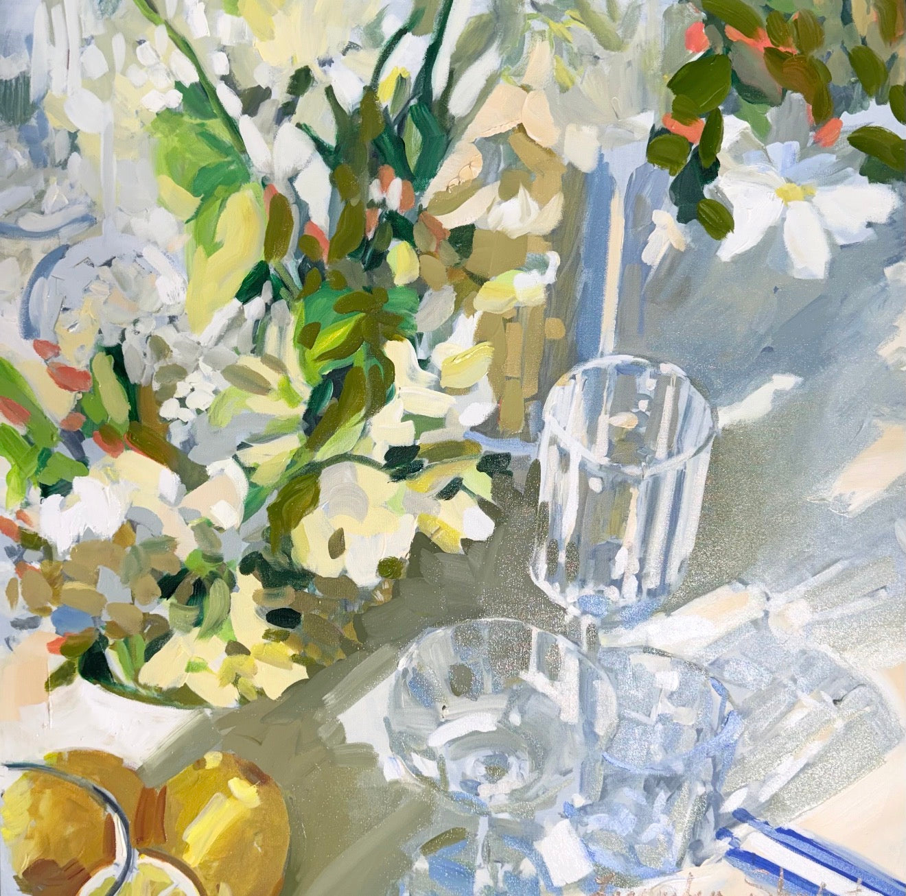 Lemons and Glasses on Table
