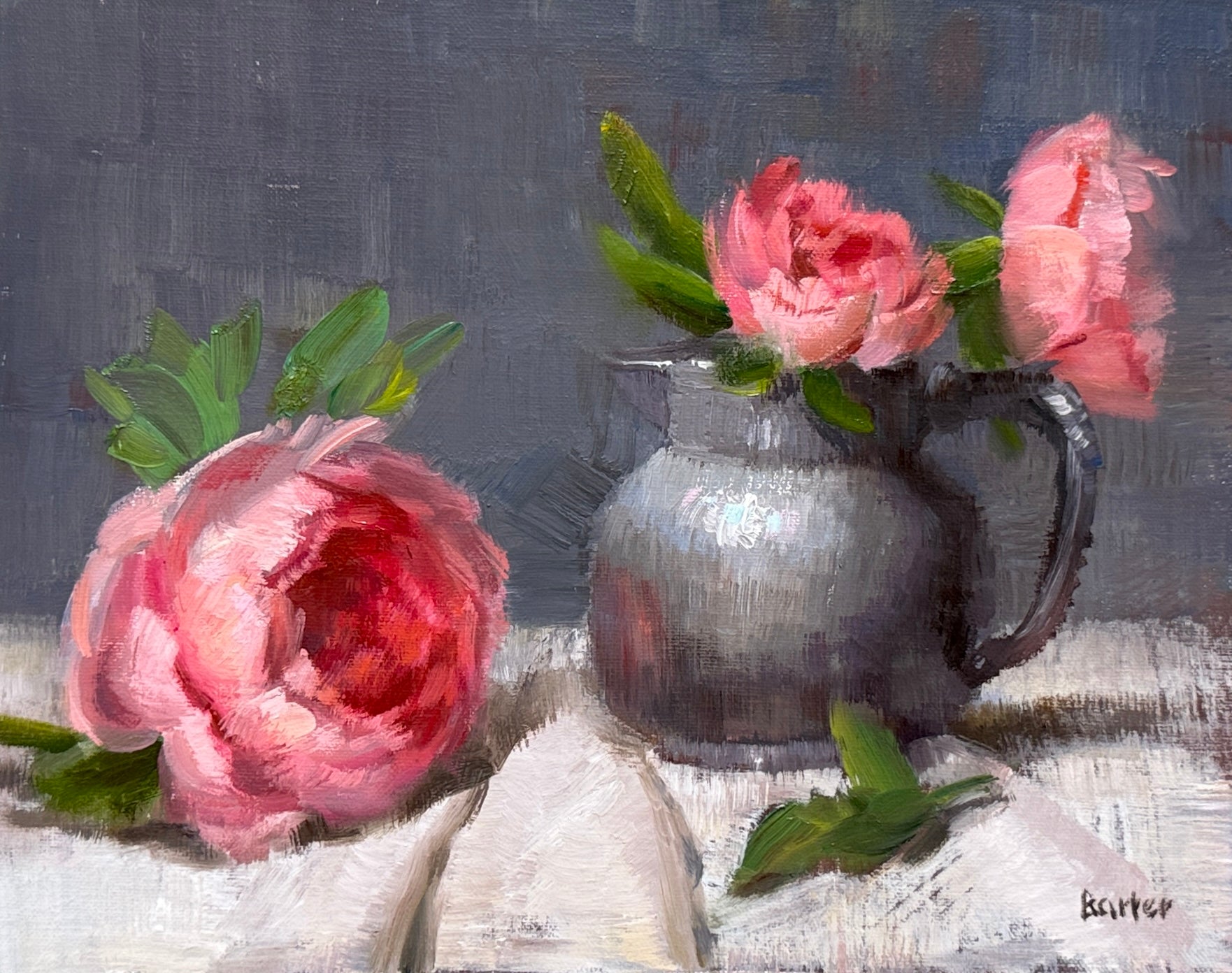 Peonies with Pewter