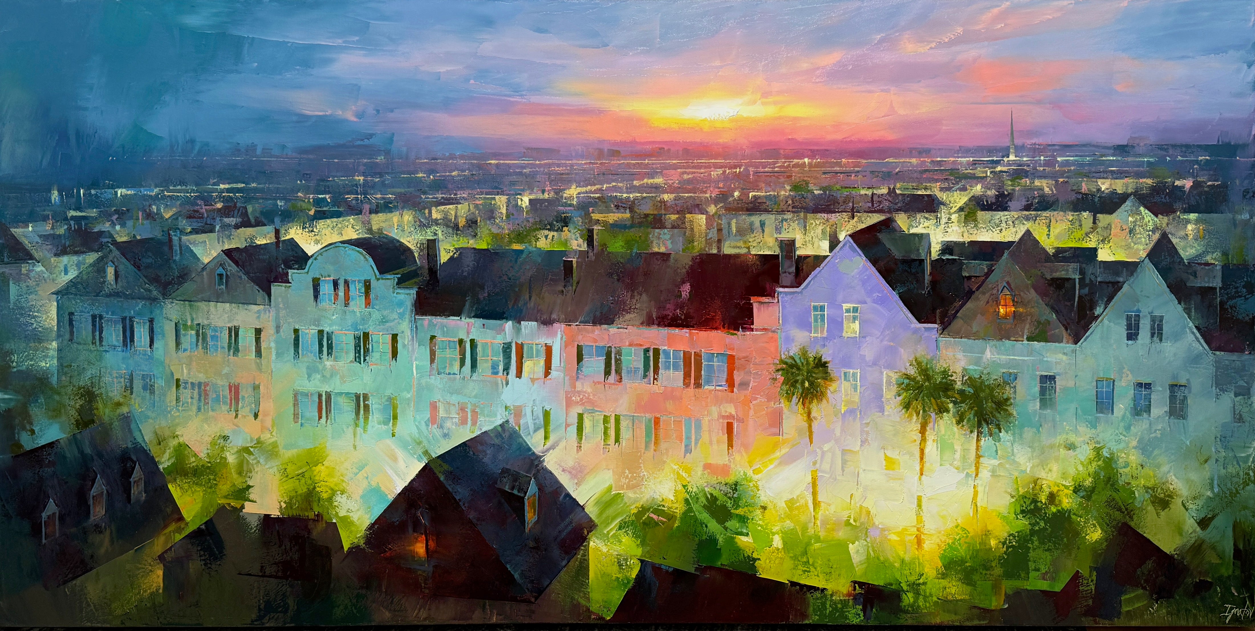 Rainbow Row Aerial