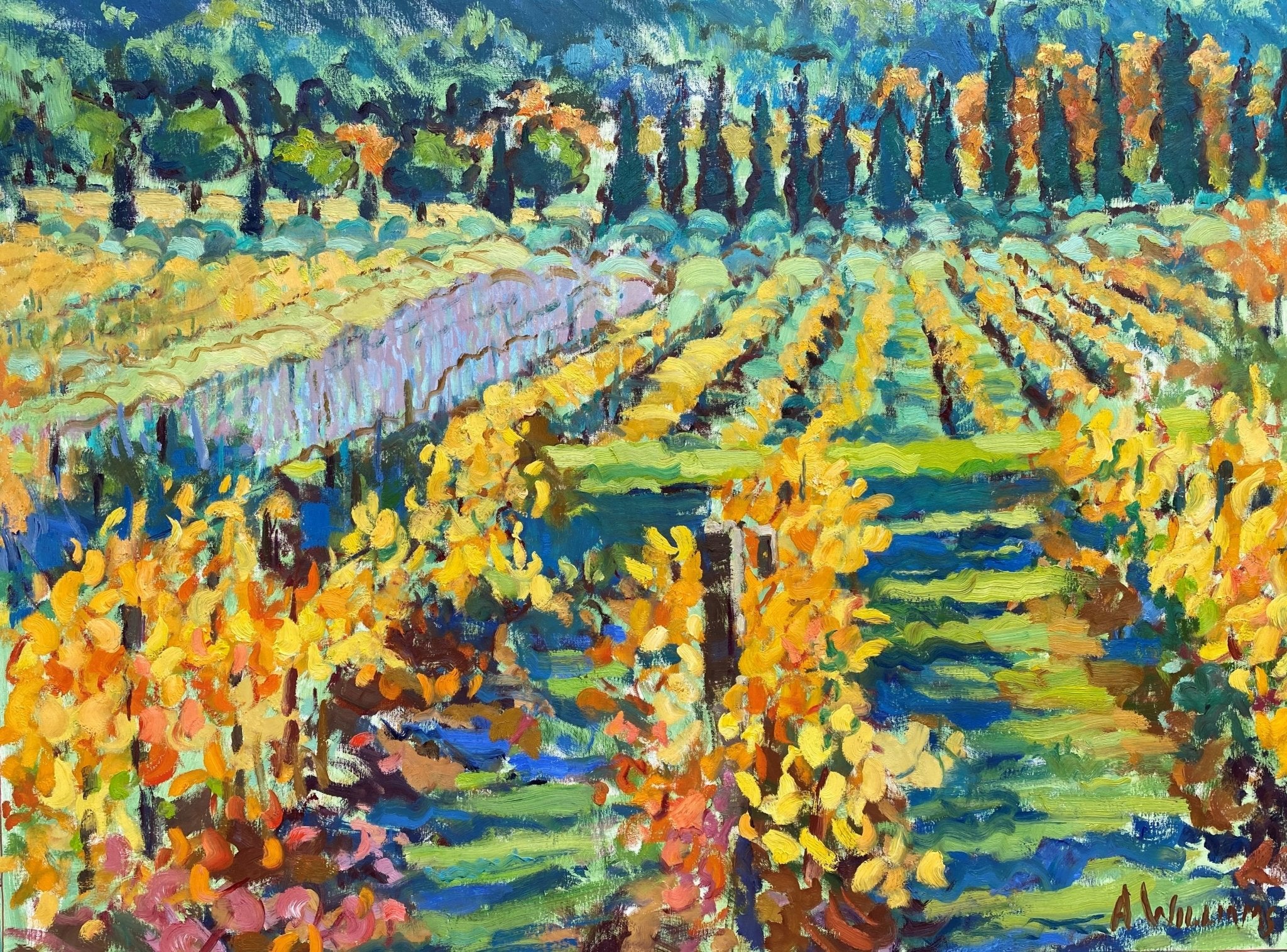 Autumn Vineyards in the Luberon by Alice Williams at LePrince Galleries