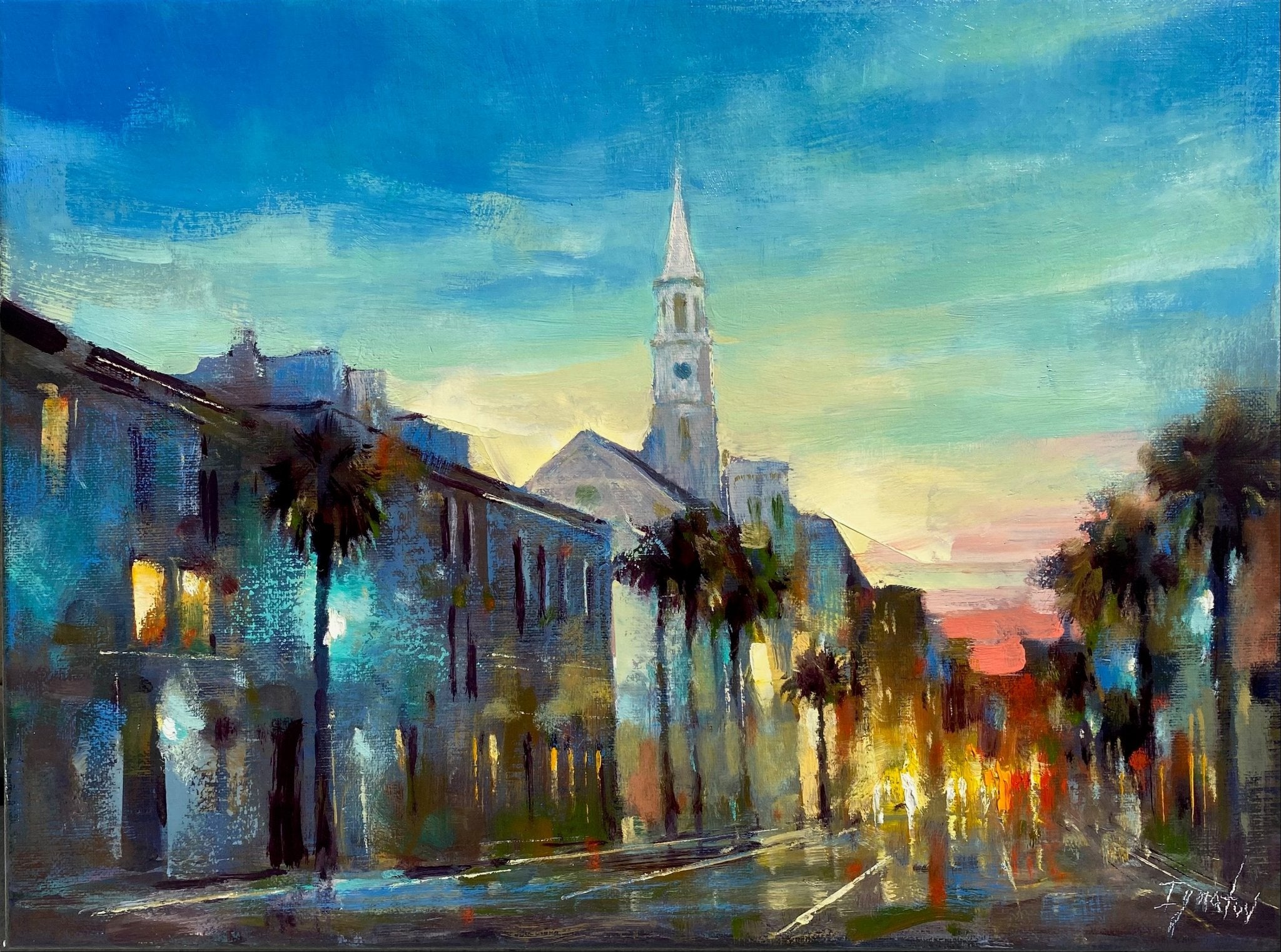 Broad Street Dusk by Ignat Ignatov at LePrince Galleries