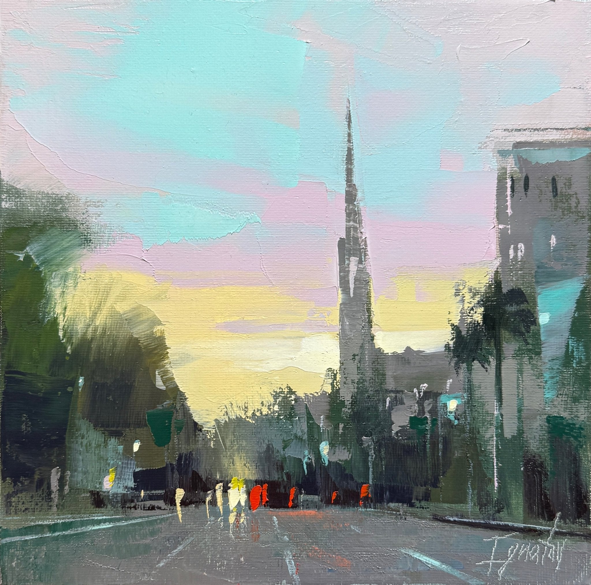 Meeting Street Dusk by Ignat Ignatov at LePrince Galleries