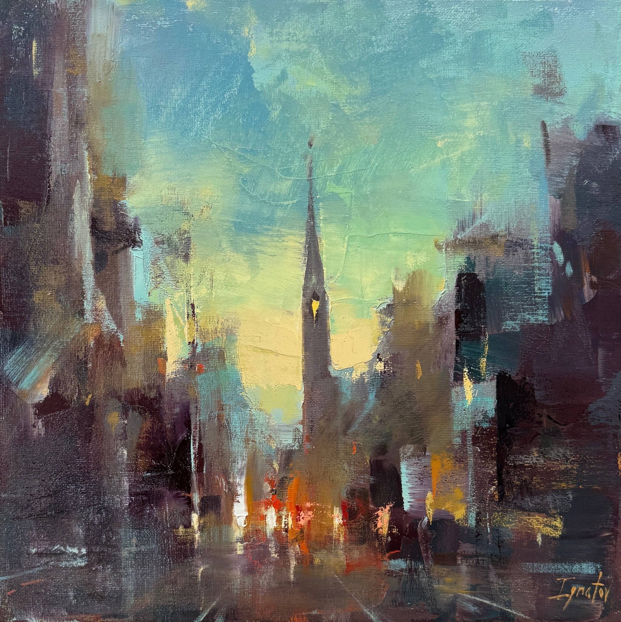 Meeting Street Evening by Ignat Ignatov at LePrince Galleries