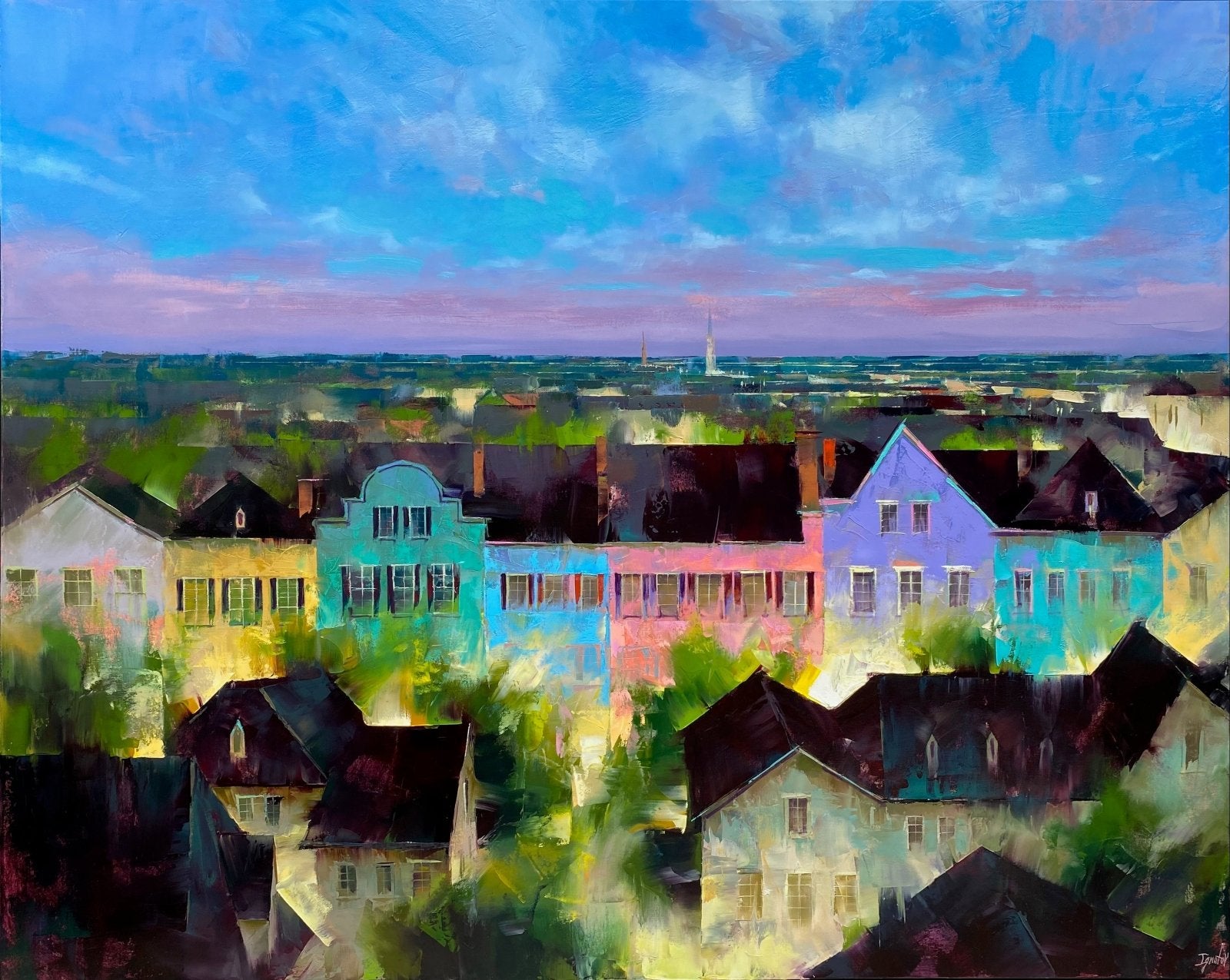 Rainbow Row at Dusk by Ignat Ignatov at LePrince Galleries