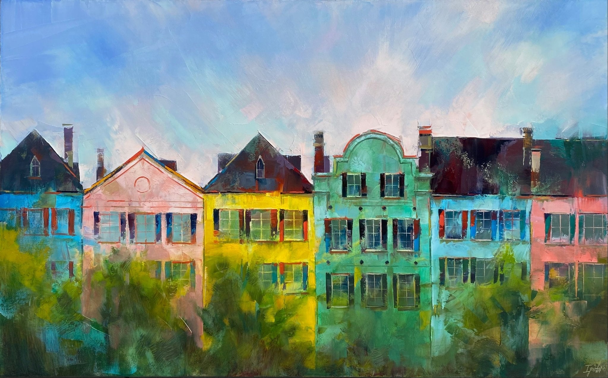 Rainbow Row Skyline by Ignat Ignatov at LePrince Galleries