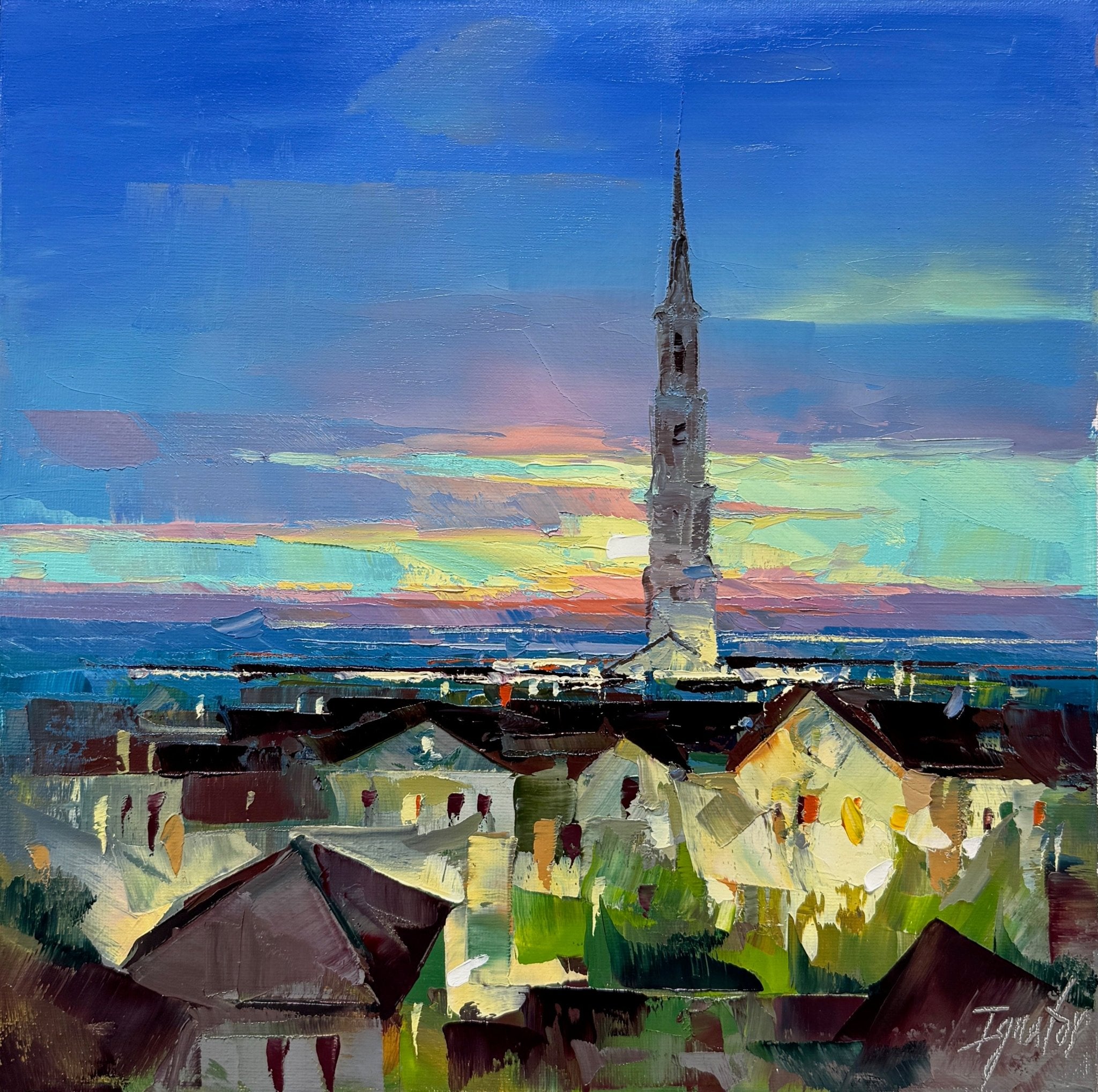 St. Philip's Spire at Sunset by Ignat Ignatov at LePrince Galleries