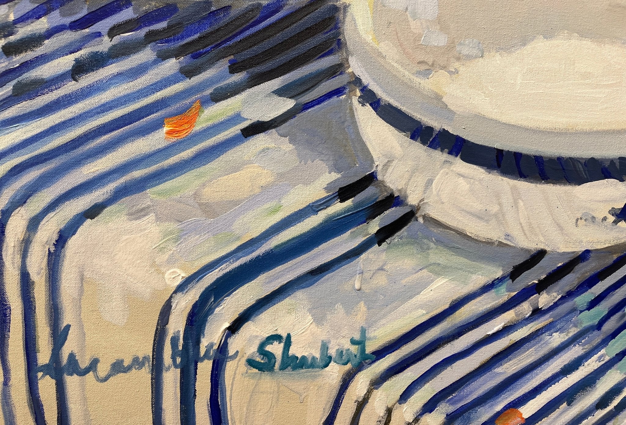 Blue and White Striped Napkins by Laura Lacambra Shubert at LePrince Galleries