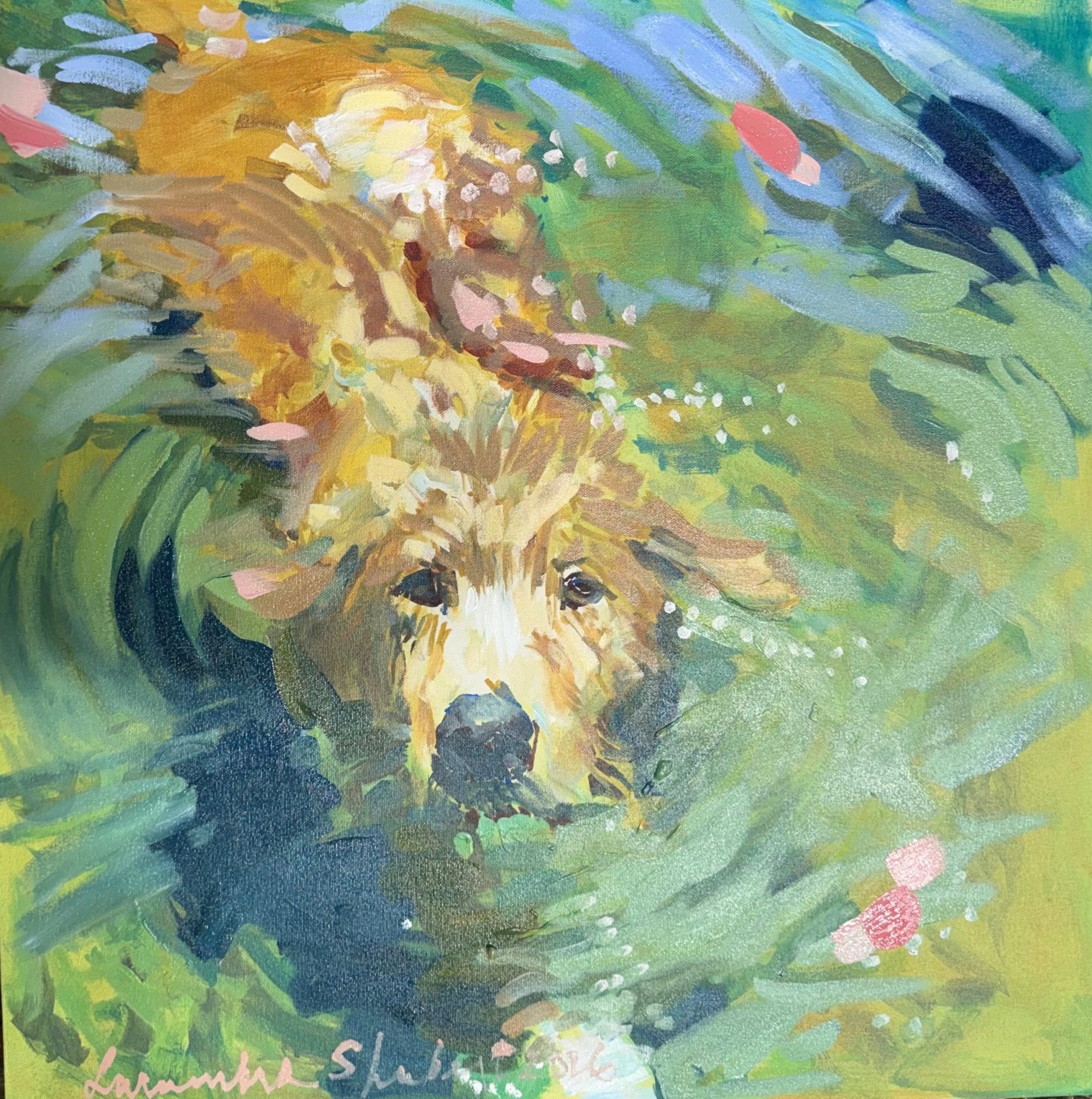 Dog Swimming by Laura Lacambra Shubert at LePrince Galleries