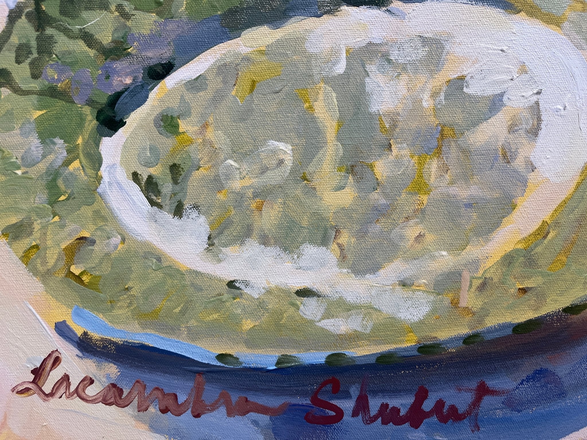 Lemons and Green Plates by Laura Lacambra Shubert at LePrince Galleries