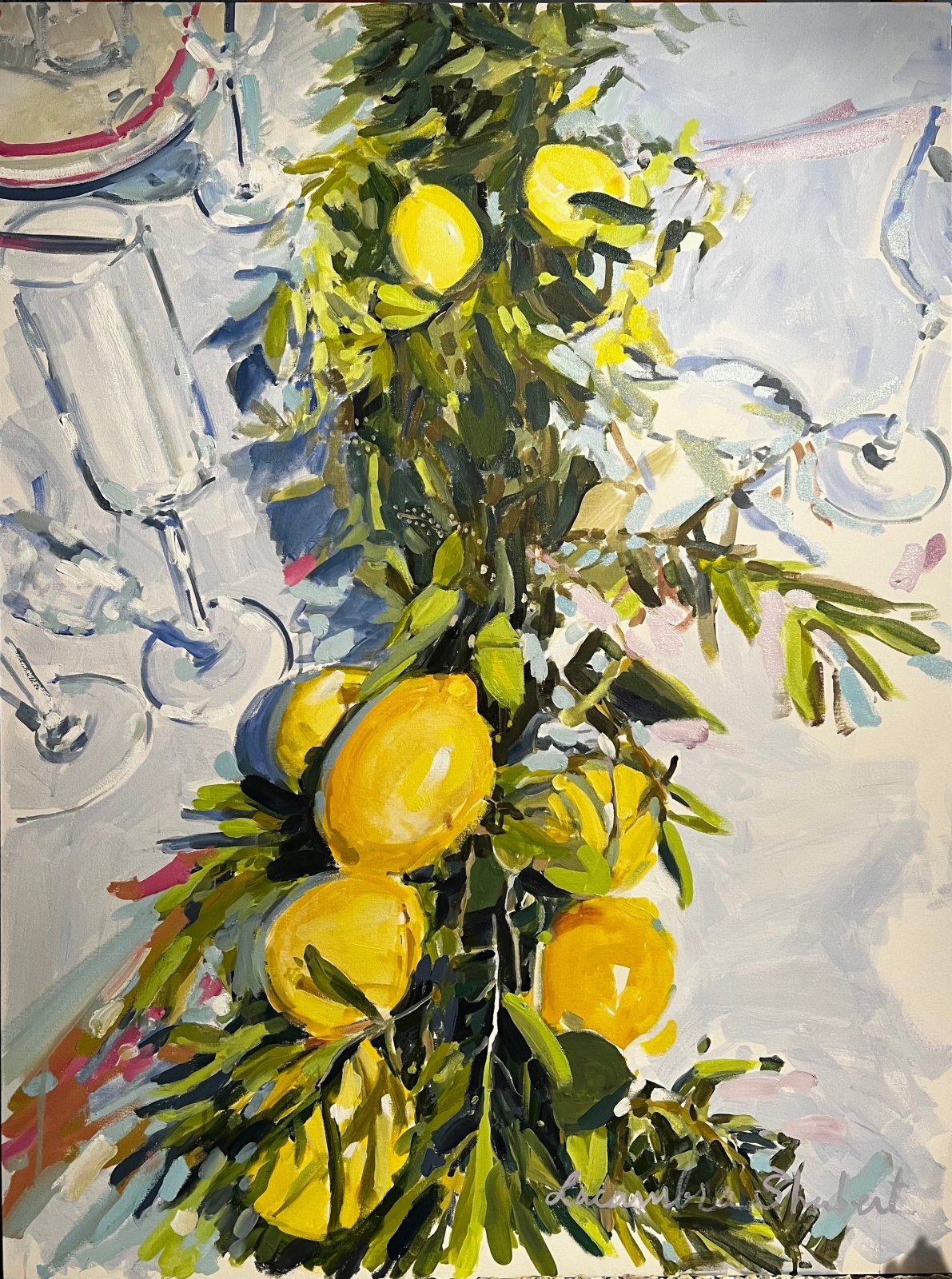 Lemons and Greenery by Laura Lacambra Shubert at LePrince Galleries