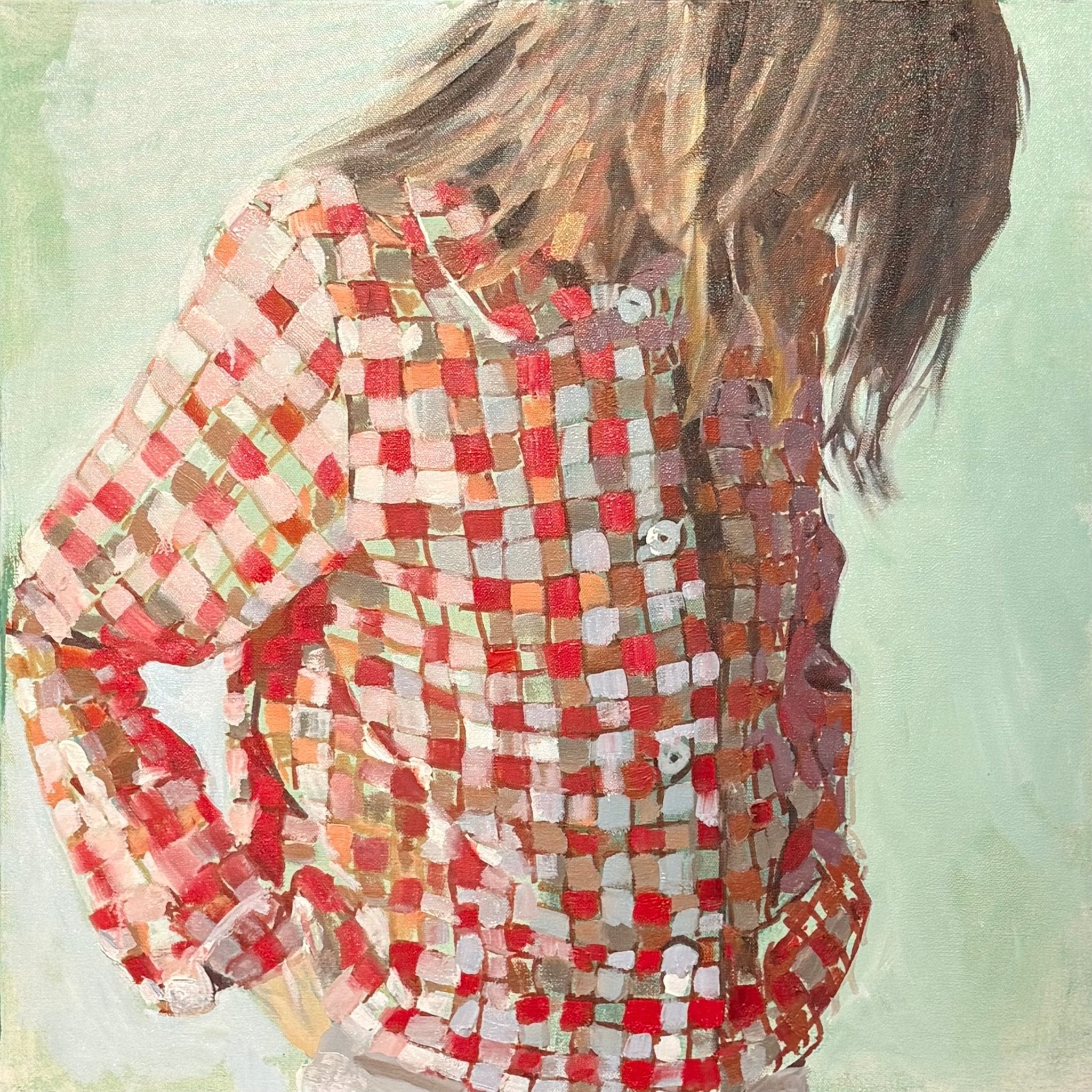 Red Checked Jacket by Laura Lacambra Shubert at LePrince Galleries