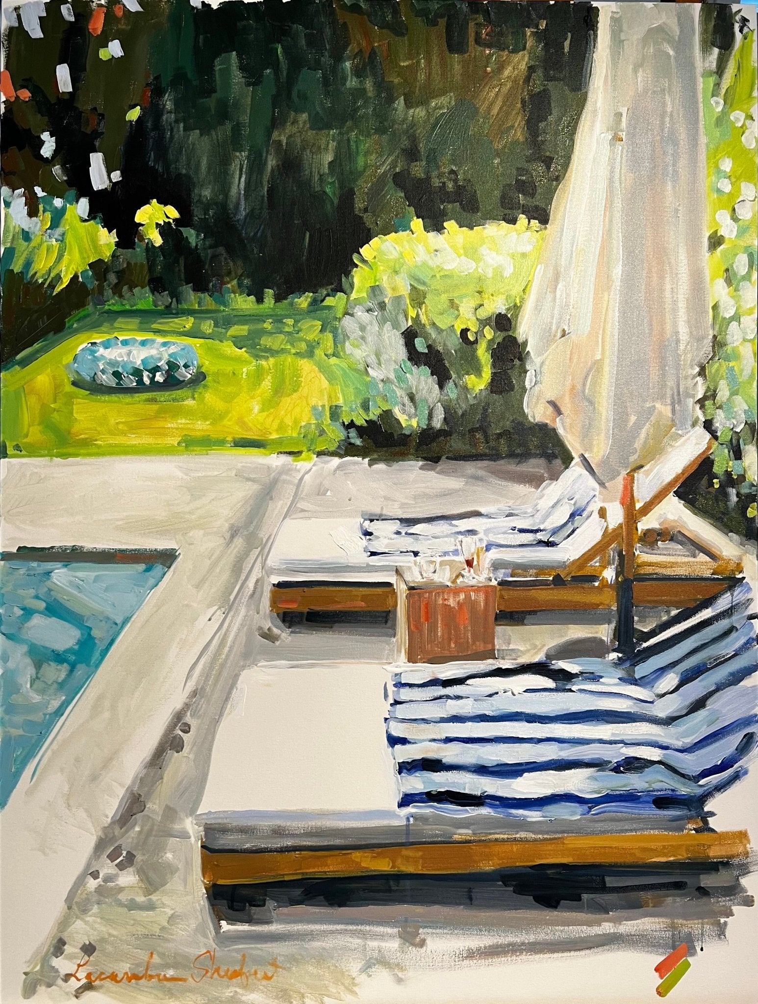 Summertime Chaises by Laura Lacambra Shubert at LePrince Galleries