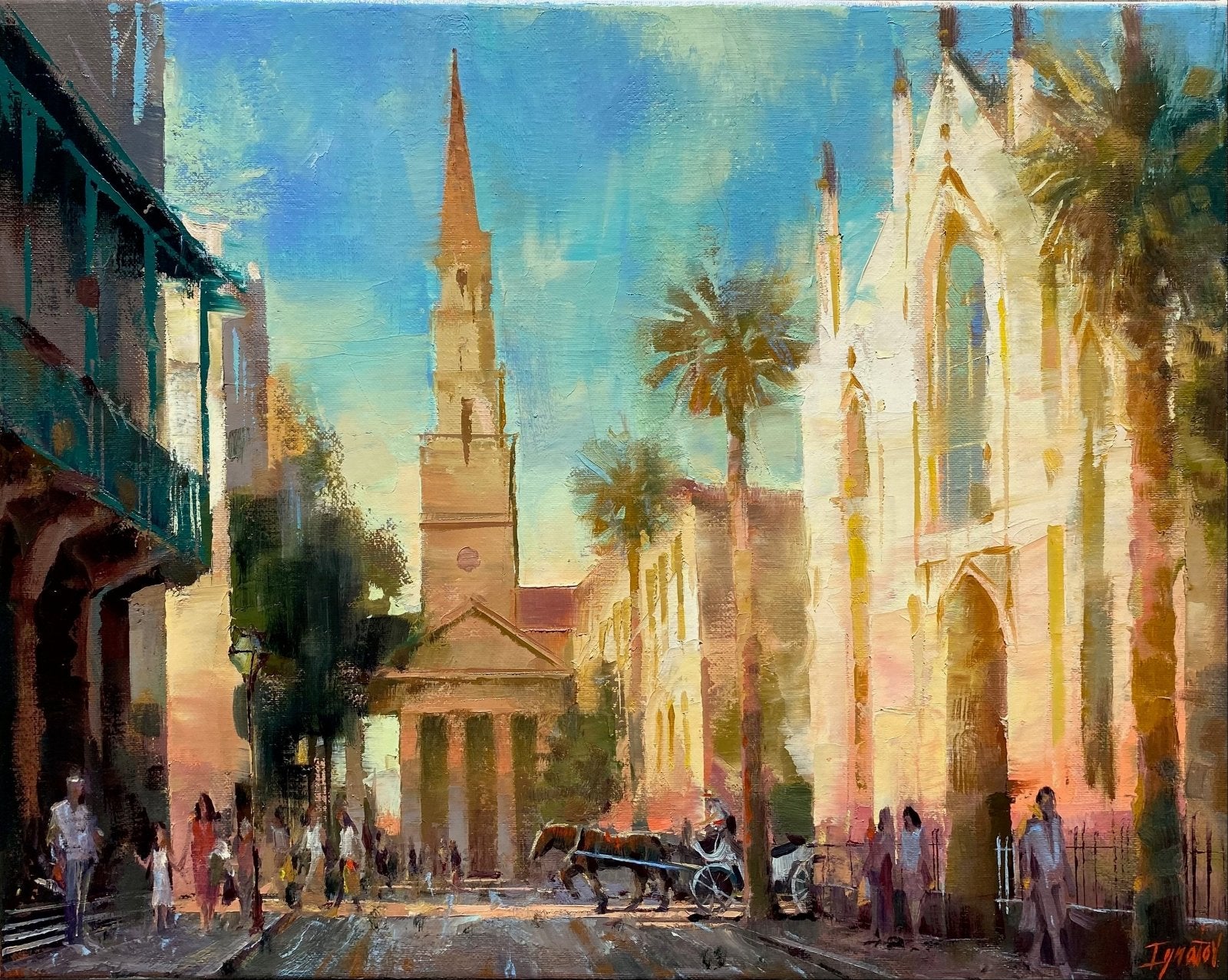 Church and Queen by LePrince Charleston Art Galleries on King Street at LePrince Galleries