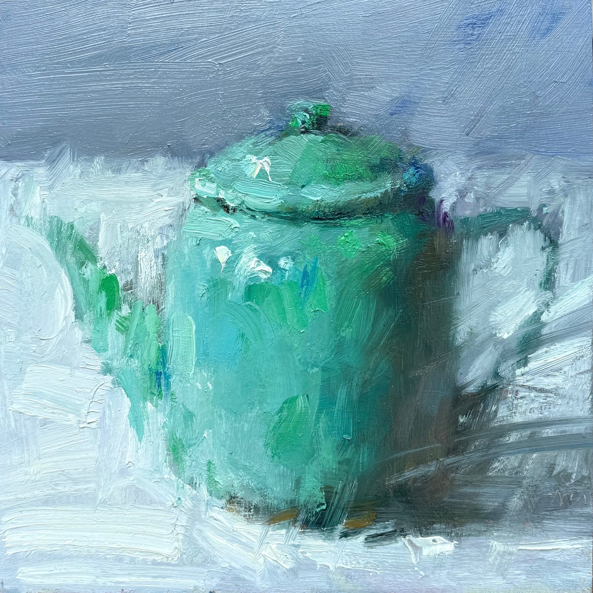 Green Teapot by Ning Lee at LePrince Galleries
