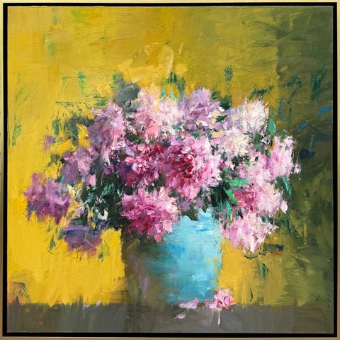 Roses in Chinese Vase by Ning Lee at LePrince Galleries