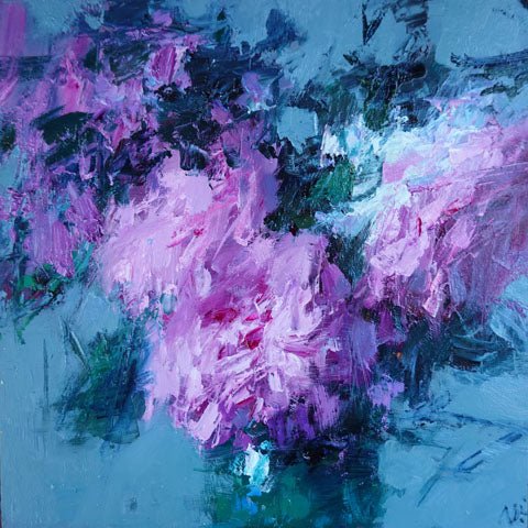 Roses in Glass Vase by Ning Lee at LePrince Galleries