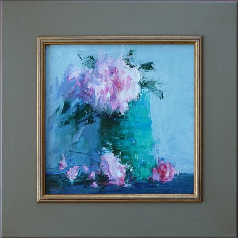 Roses with Green Vase by Ning Lee at LePrince Galleries