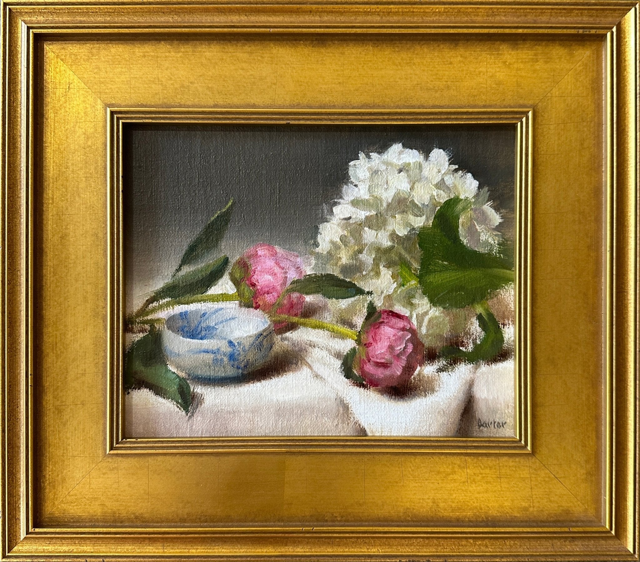 Dipping Bowl with Peonies and Hydrangea by Stacy Barter at LePrince Galleries