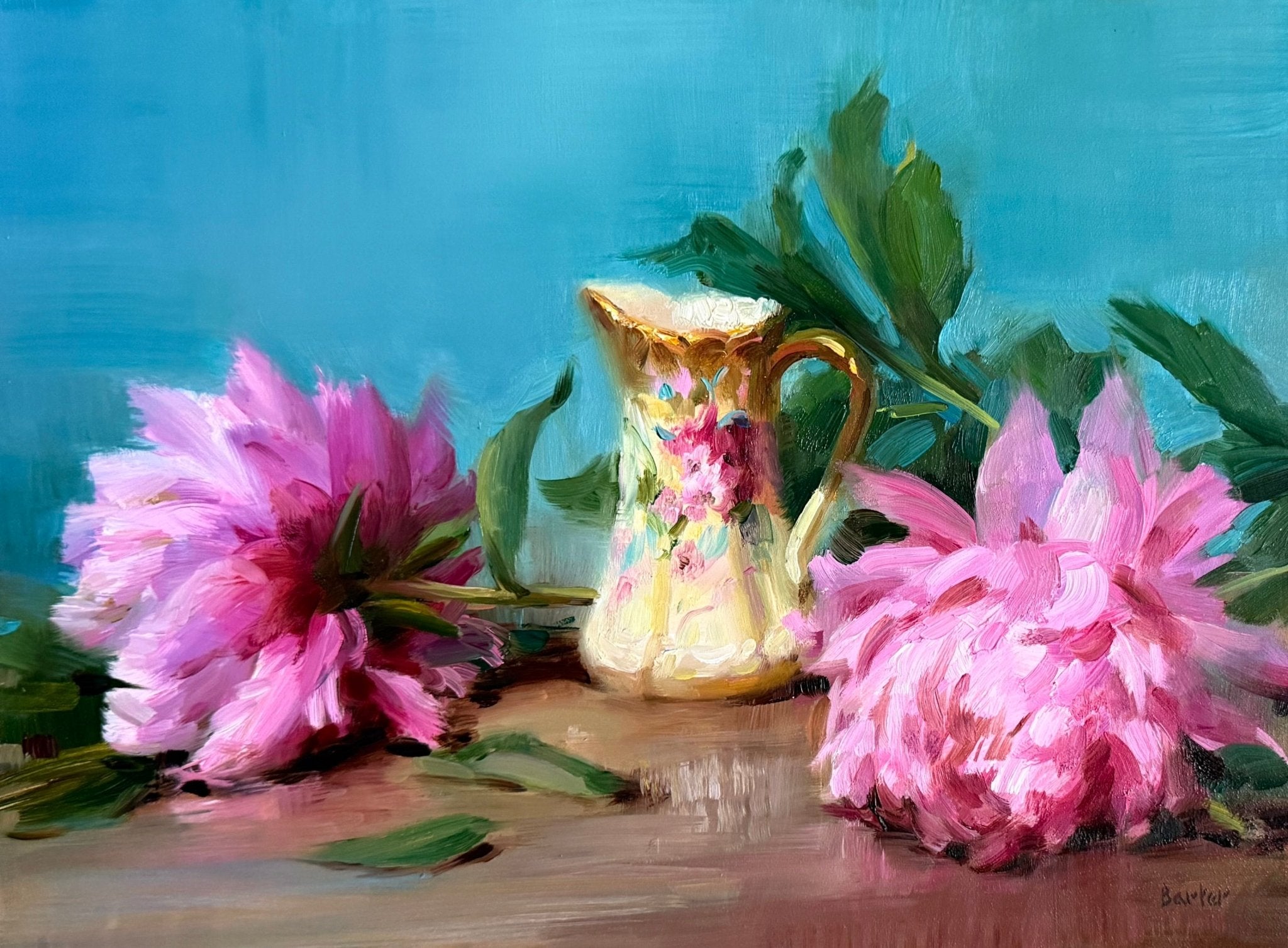 French Creamer with Peonies by Stacy Barter at LePrince Galleries