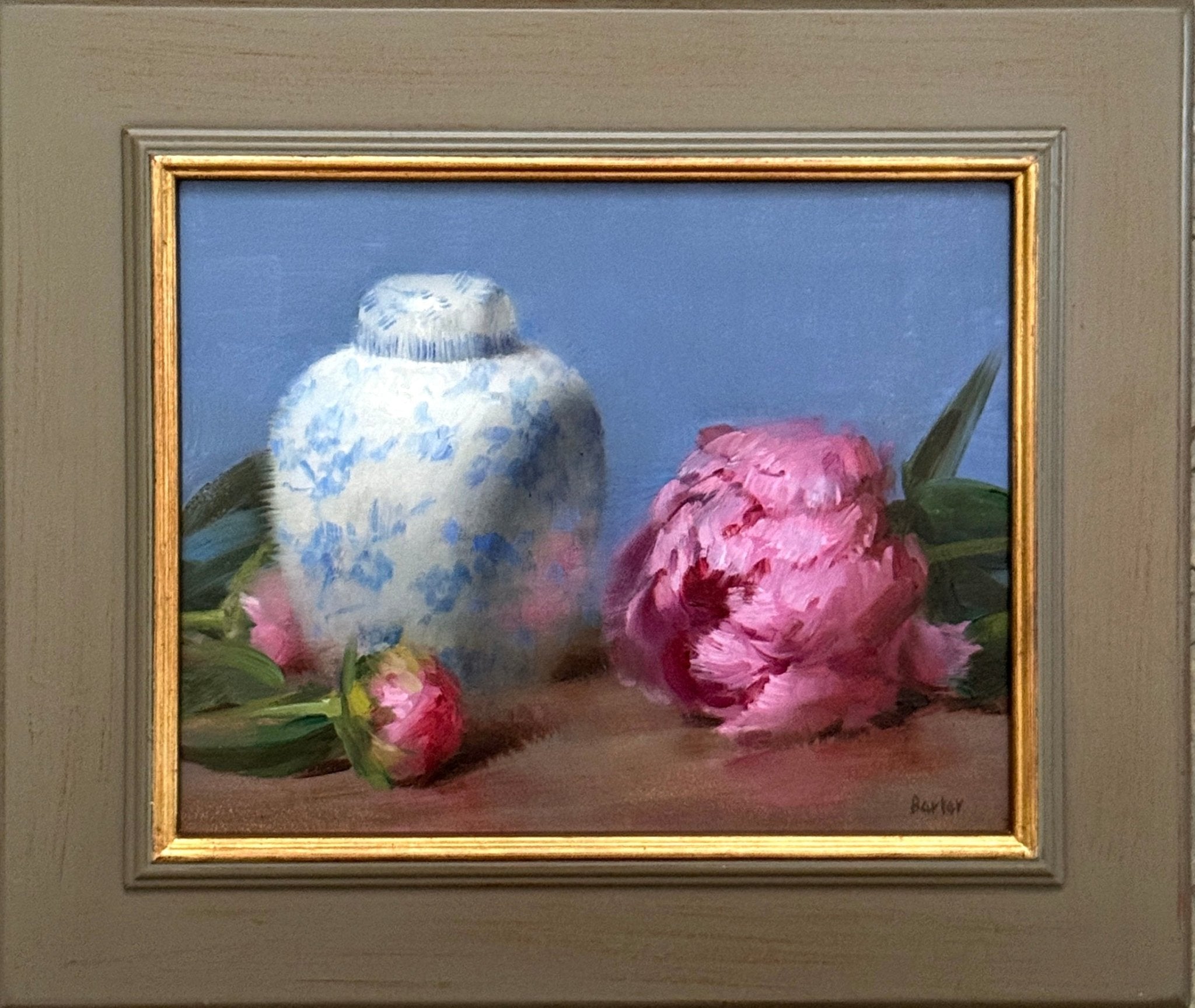 Ginger Jar with Pink Peonies by Stacy Barter at LePrince Galleries