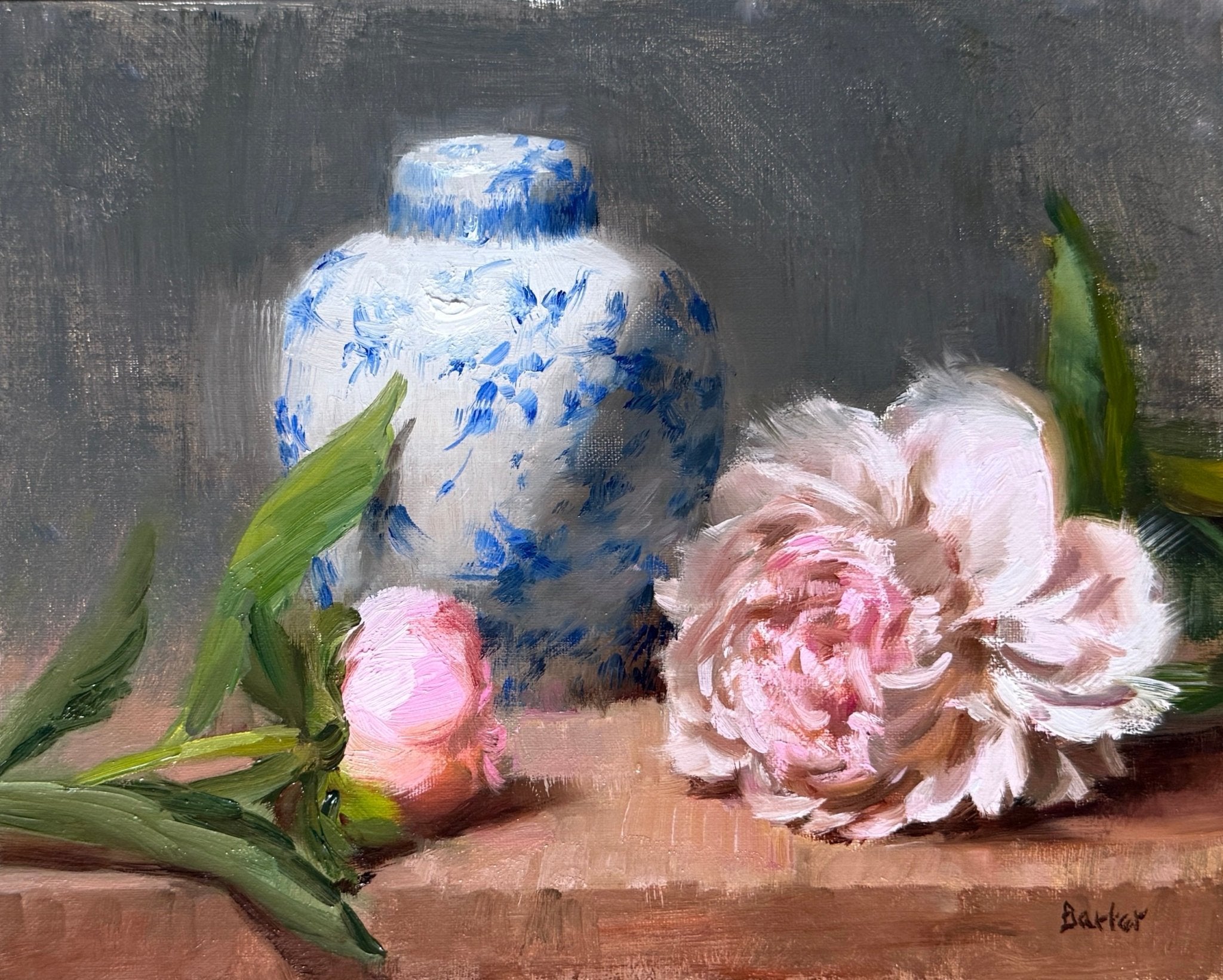 Ginger Jar with Pink Peonies by Stacy Barter at LePrince Galleries