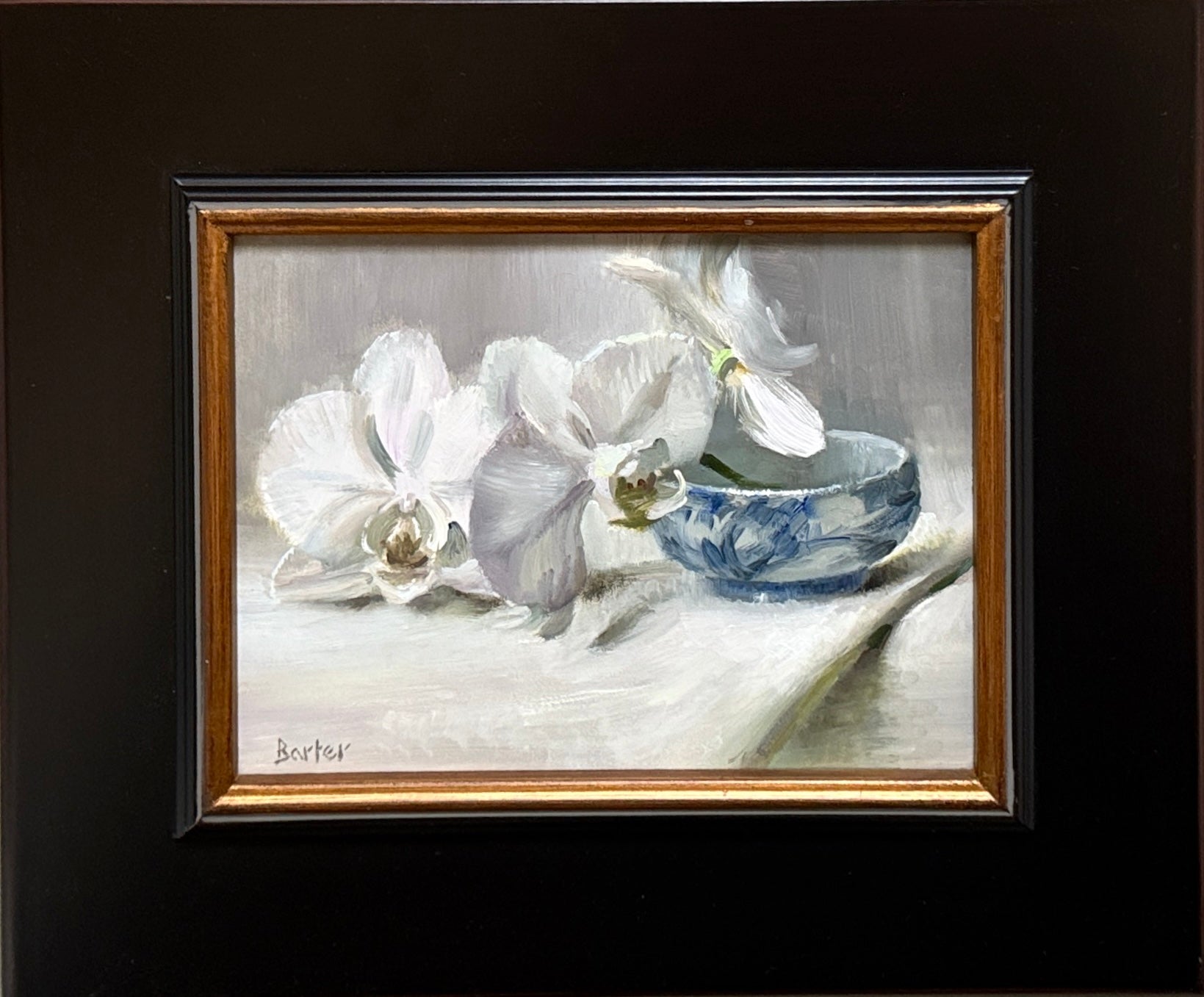 Orchids and Cloth in Shades of White by Stacy Barter at LePrince Galleries