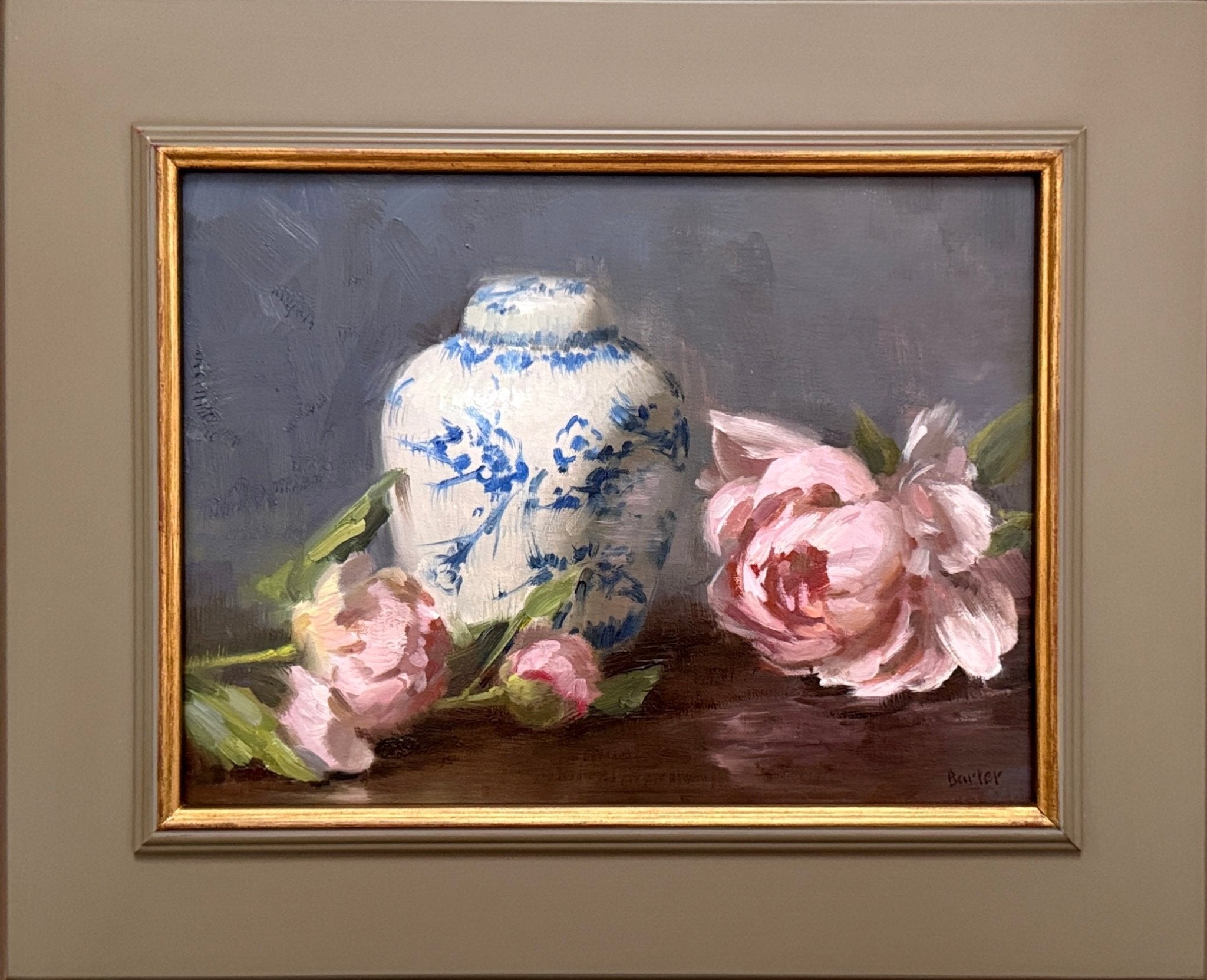 Pink Peonies and Ginger Jar by Stacy Barter at LePrince Galleries