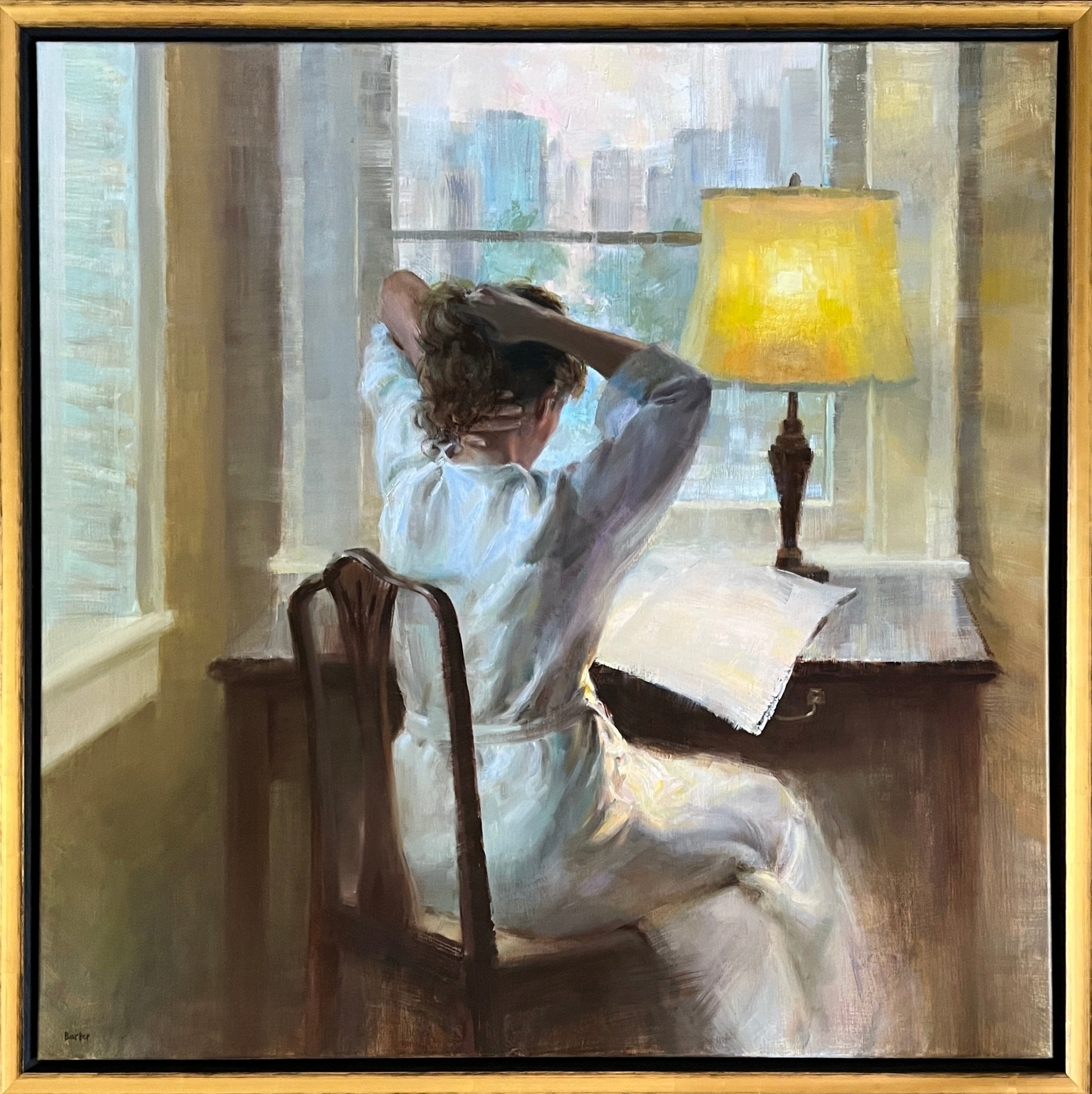 Reading the Sunday Paper by Stacy Barter at LePrince Galleries