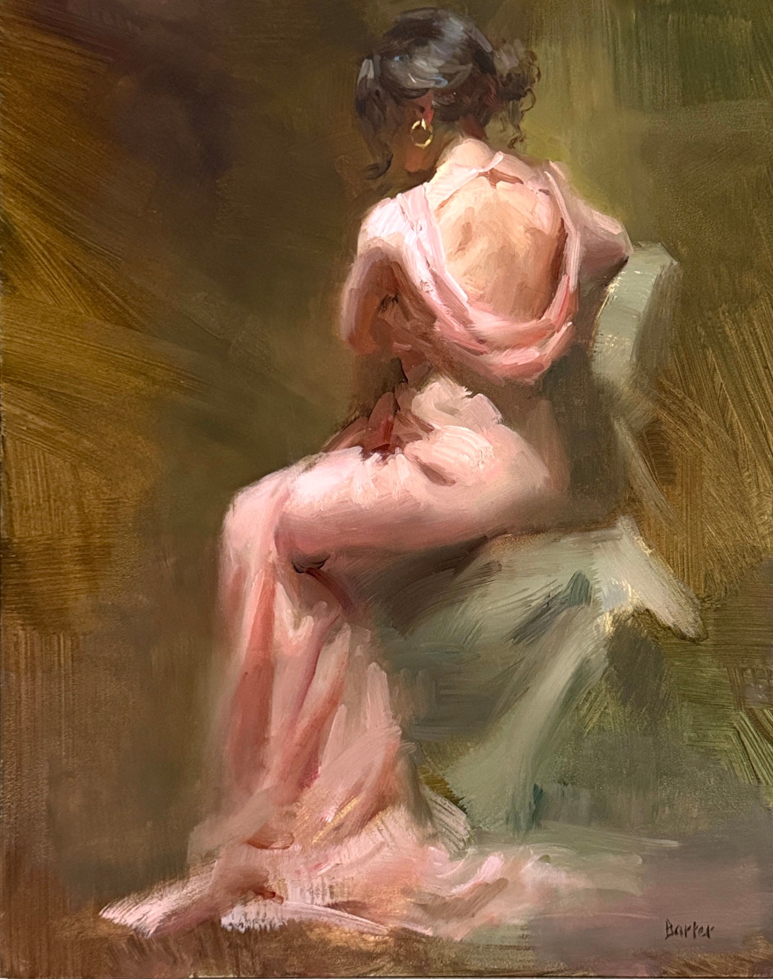 Silk and Gold Hoop Earrings by Stacy Barter at LePrince Galleries