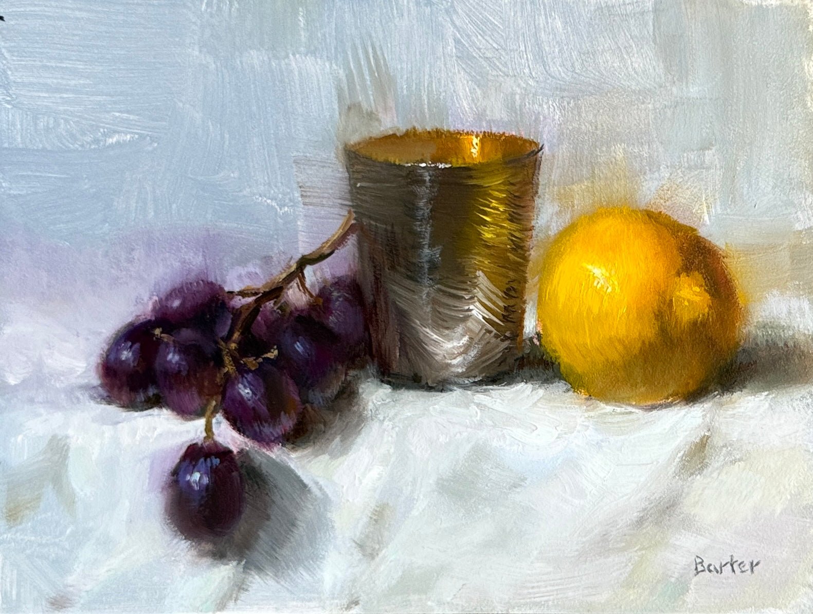Silver Cup with Lemon and Grapes by Stacy Barter at LePrince Galleries