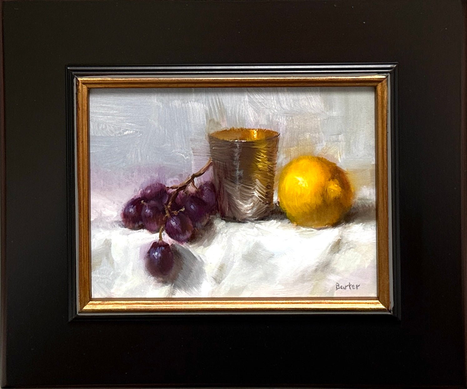 Silver Cup with Lemon and Grapes by Stacy Barter at LePrince Galleries