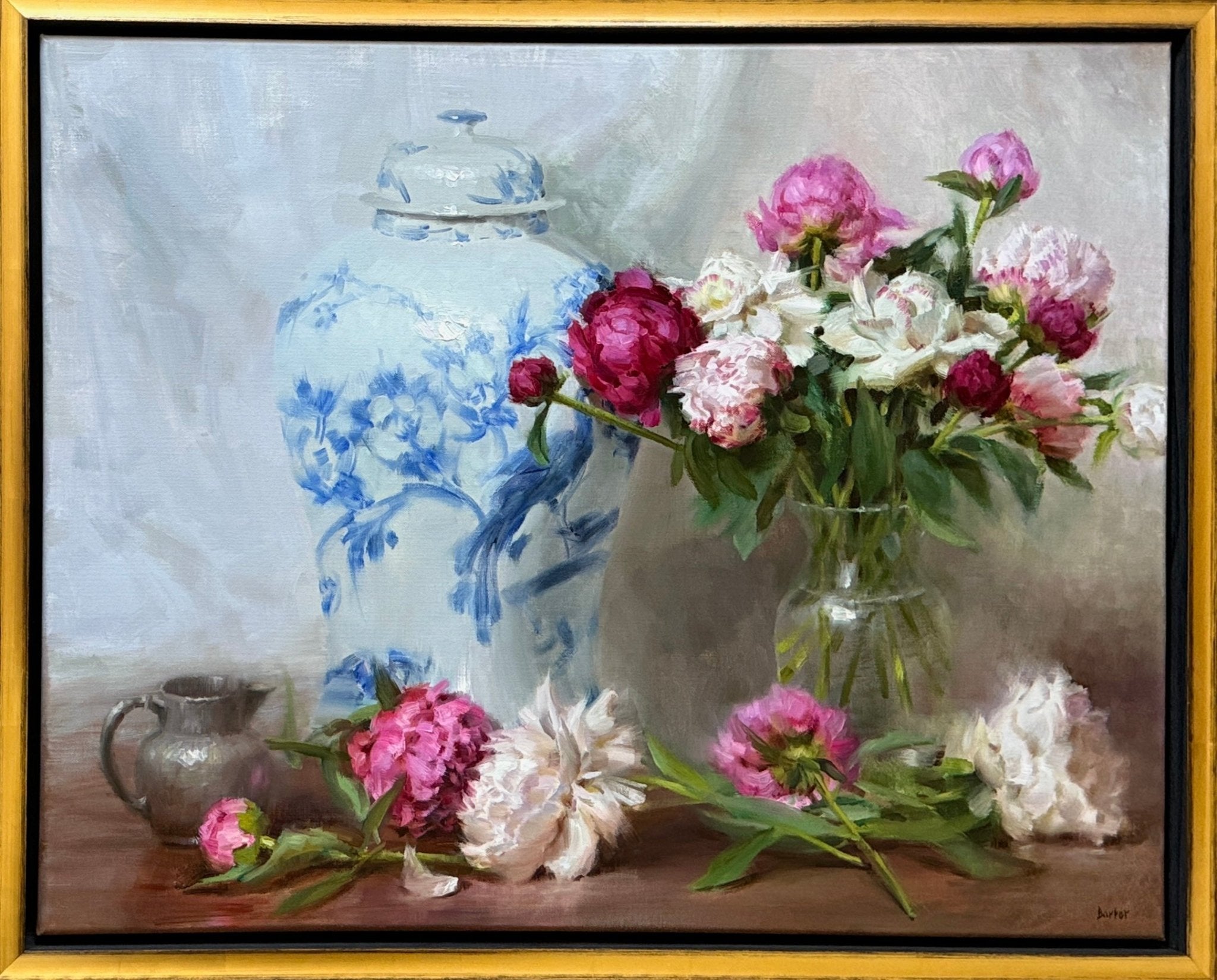Sumptuous Peonies and Porcelain by Stacy Barter at LePrince Galleries