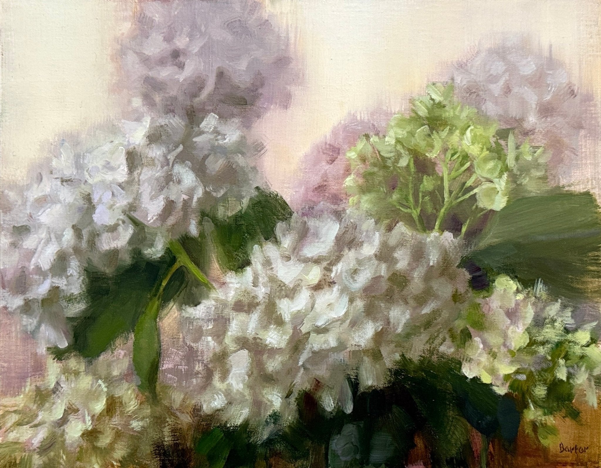Warm Sky and Hydrangeas by Stacy Barter at LePrince Galleries