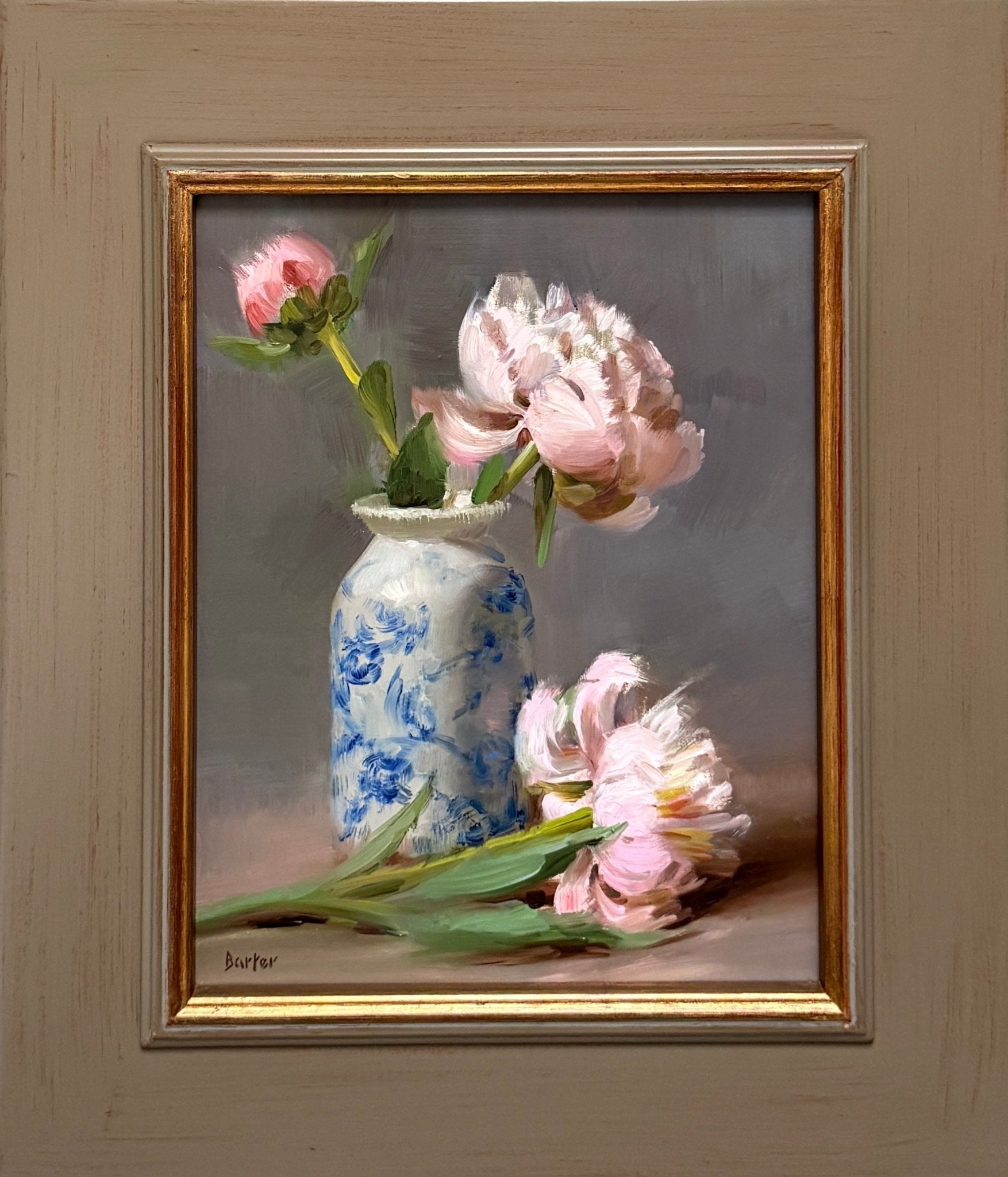 Pink Peonies with Antique Blue and White by stay at LePrince Galleries