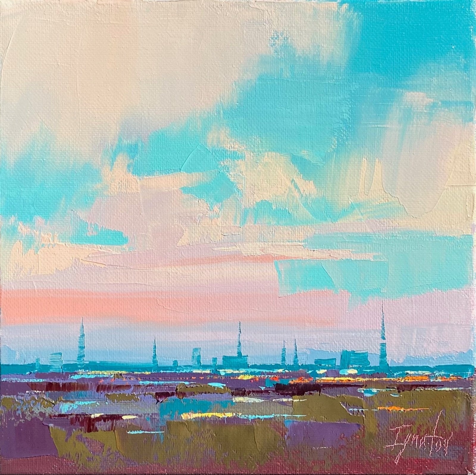 Charleston Skyline, study by Ignat Ignatov at LePrince Galleries