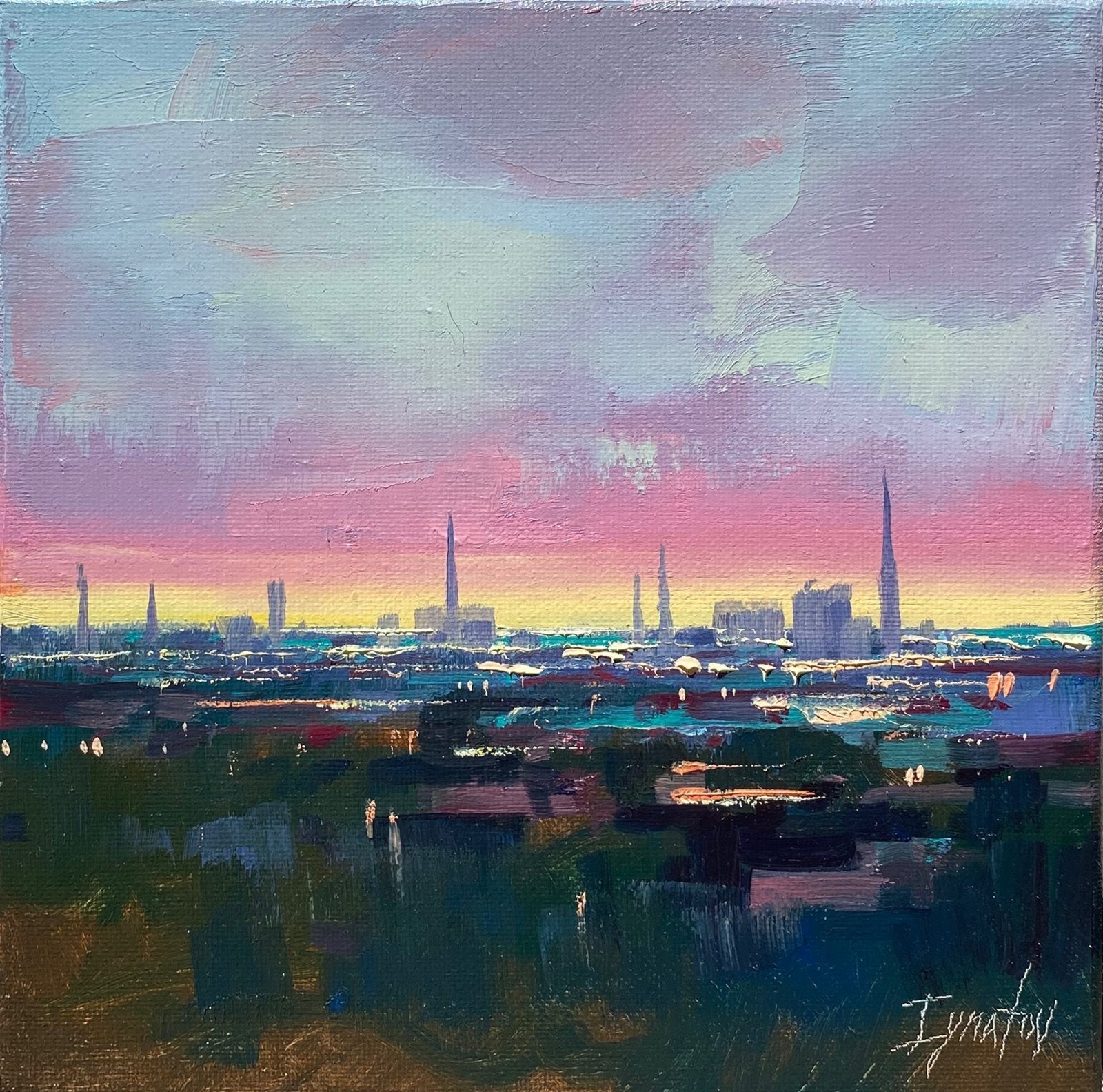 Charleston Skyline, study by Ignat Ignatov at LePrince Galleries