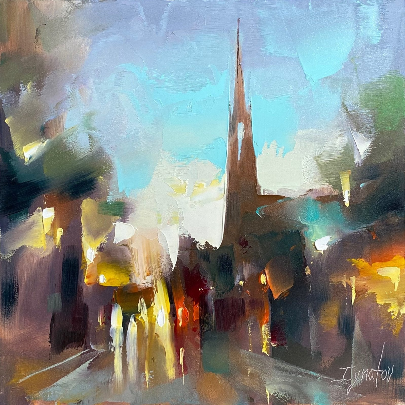 Dusk on Broad, study by Ignat Ignatov at LePrince Galleries