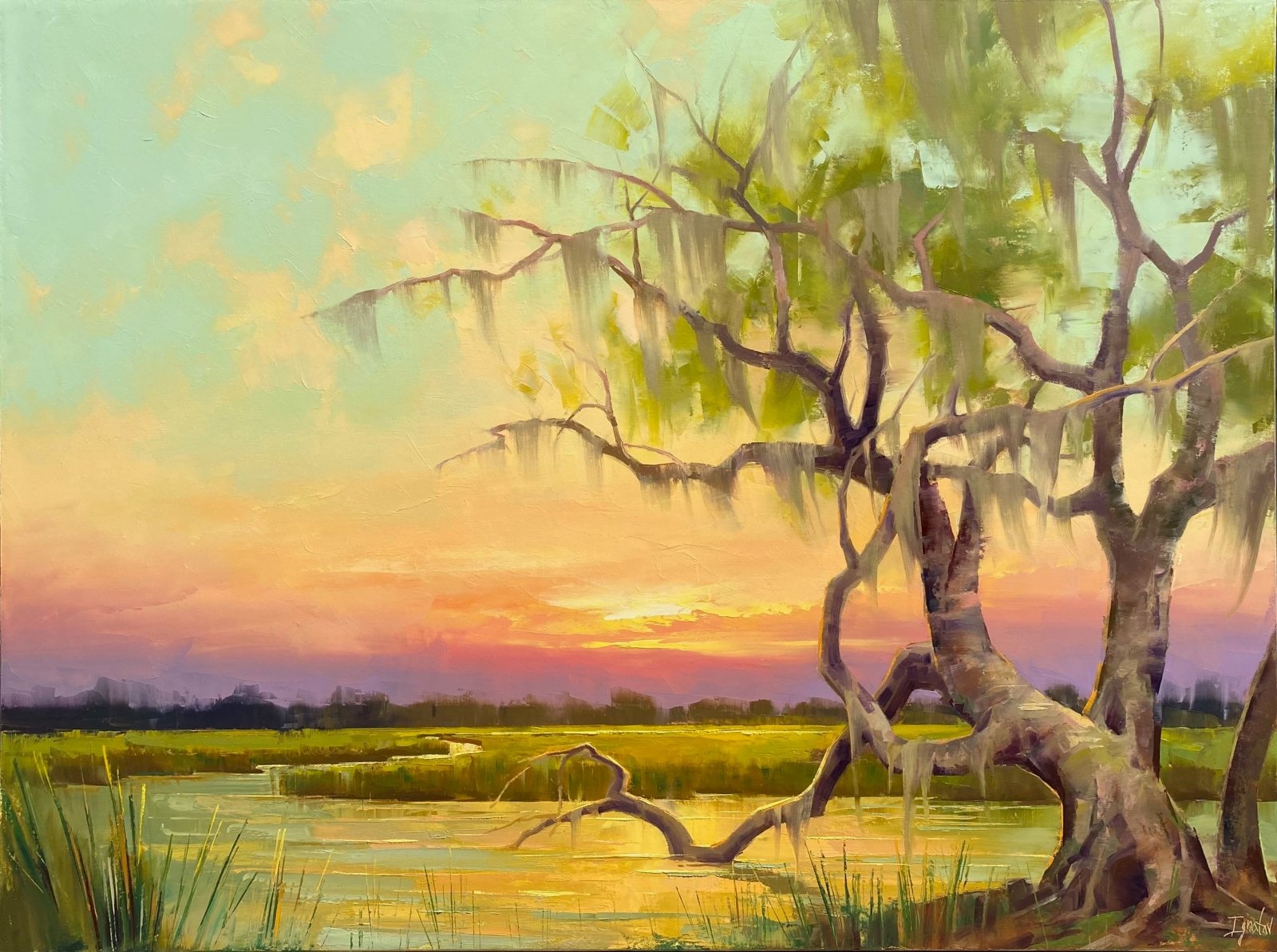 Live Oak on the Marsh by Ignat Ignatov at LePrince Galleries