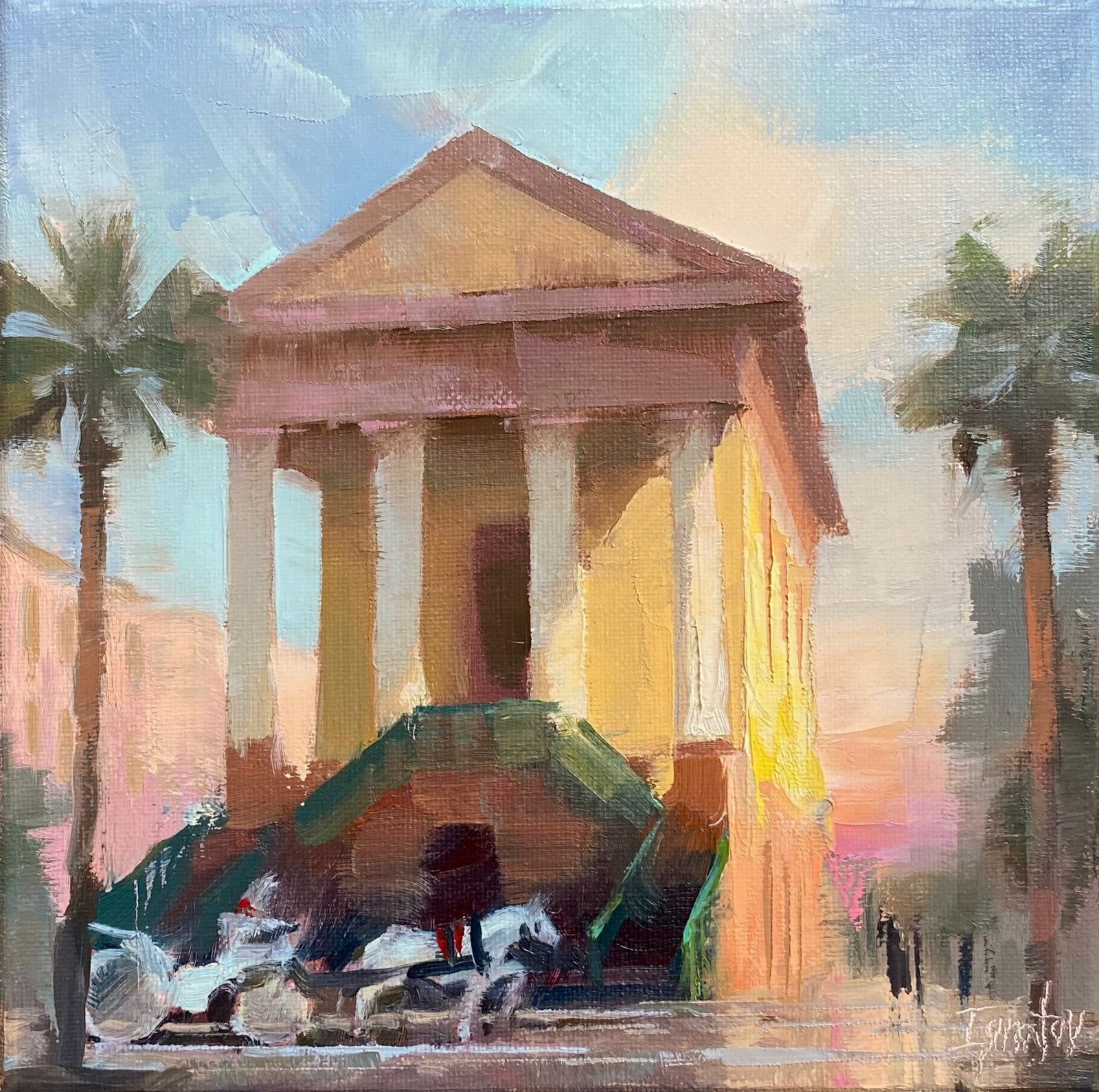 Morning Light on Market, study by Ignat Ignatov at LePrince Galleries