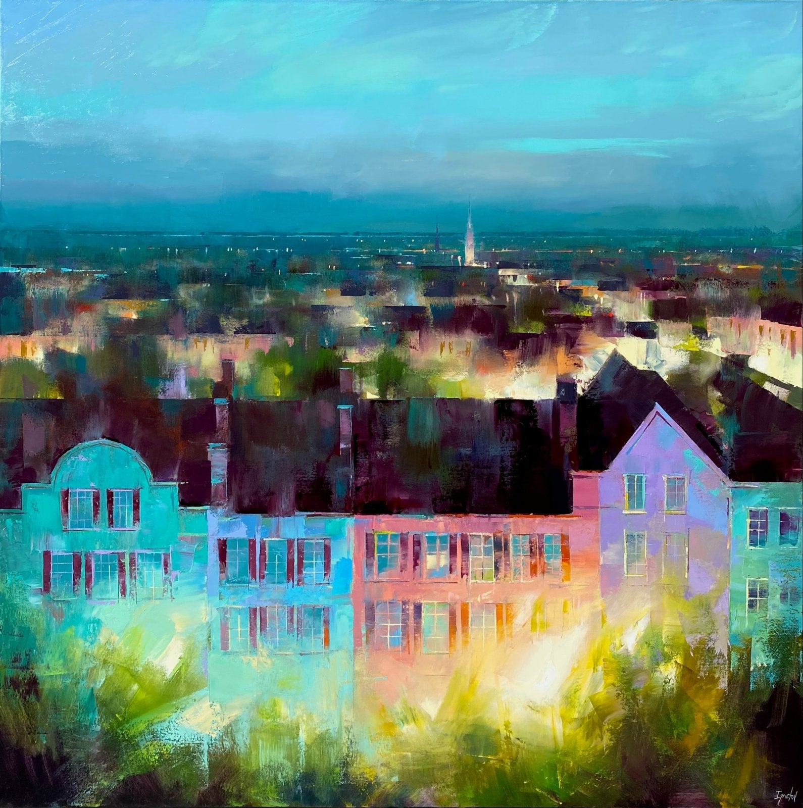 Rainbow Row at Dusk by Ignat Ignatov at LePrince Galleries