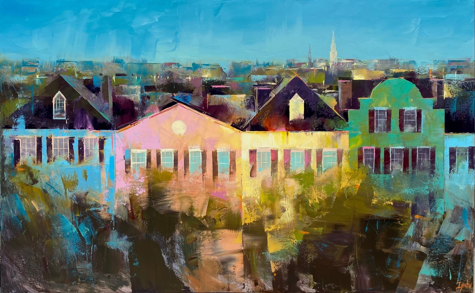 Rainbow Row Nocturne by Ignat Ignatov at LePrince Galleries