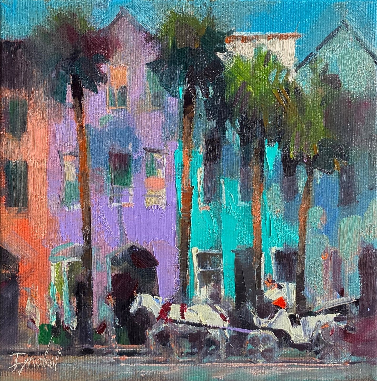 Rainbow Row, study by Ignat Ignatov at LePrince Galleries