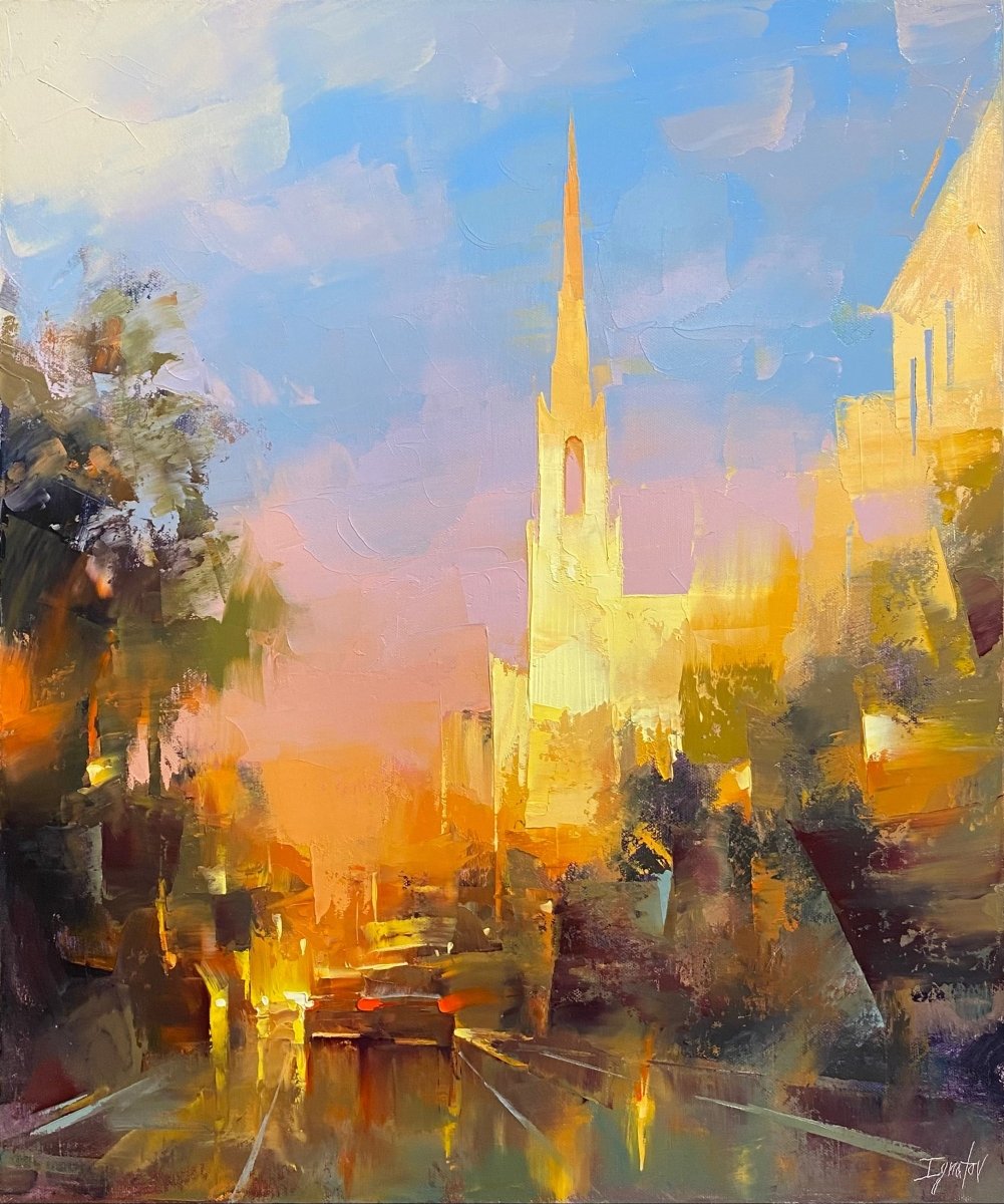 Sunset on Broad Street by Ignat Ignatov at LePrince Galleries