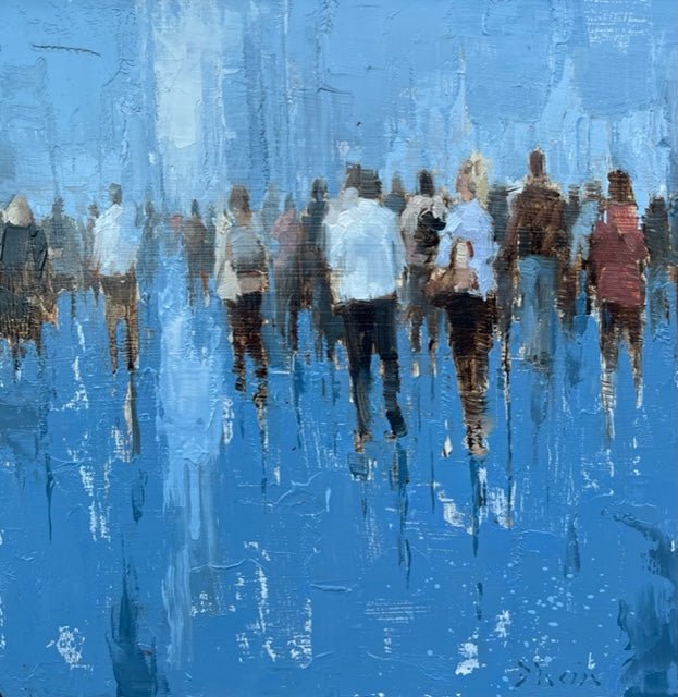 Figures in Blue Landscape Sketch by Jacob Dhein at LePrince Galleries