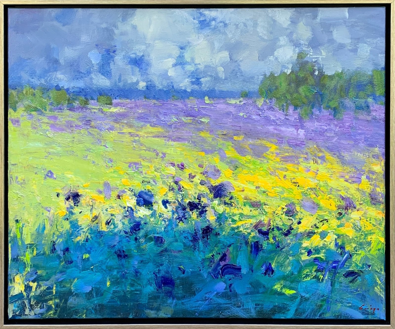 Iris and Lavender Field by Ning Lee at LePrince Galleries