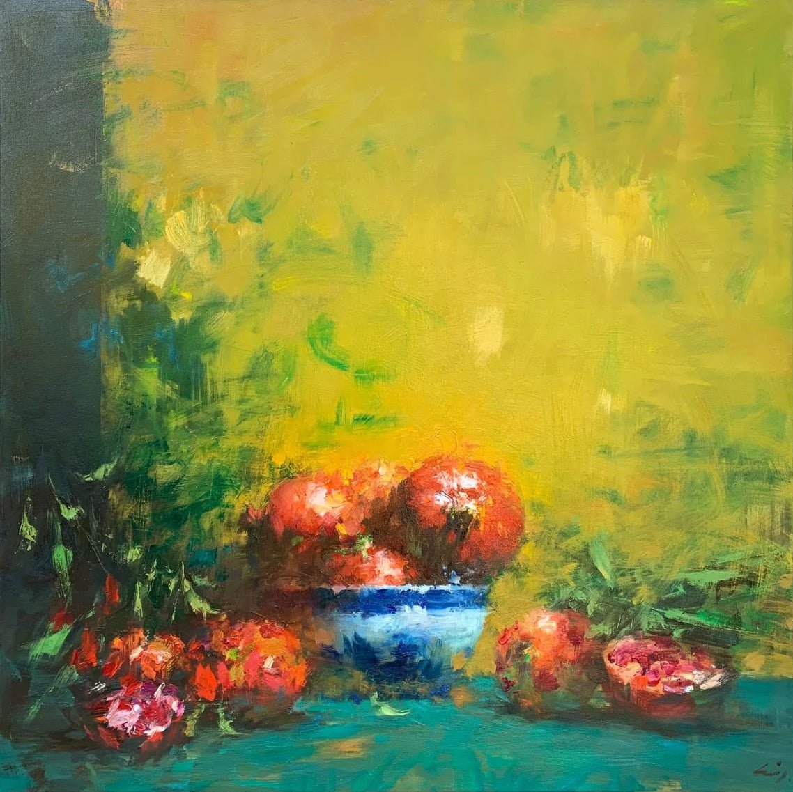 Pomegranates in Chinese Bowl by Ning Lee at LePrince Galleries