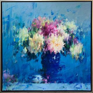Flowers in Blue Vase by Ning Lee at LePrince Galleries